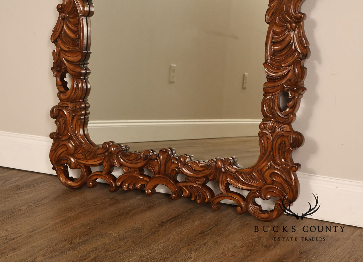 Large Hand Carved Baroque Style Wood Wall Mirror