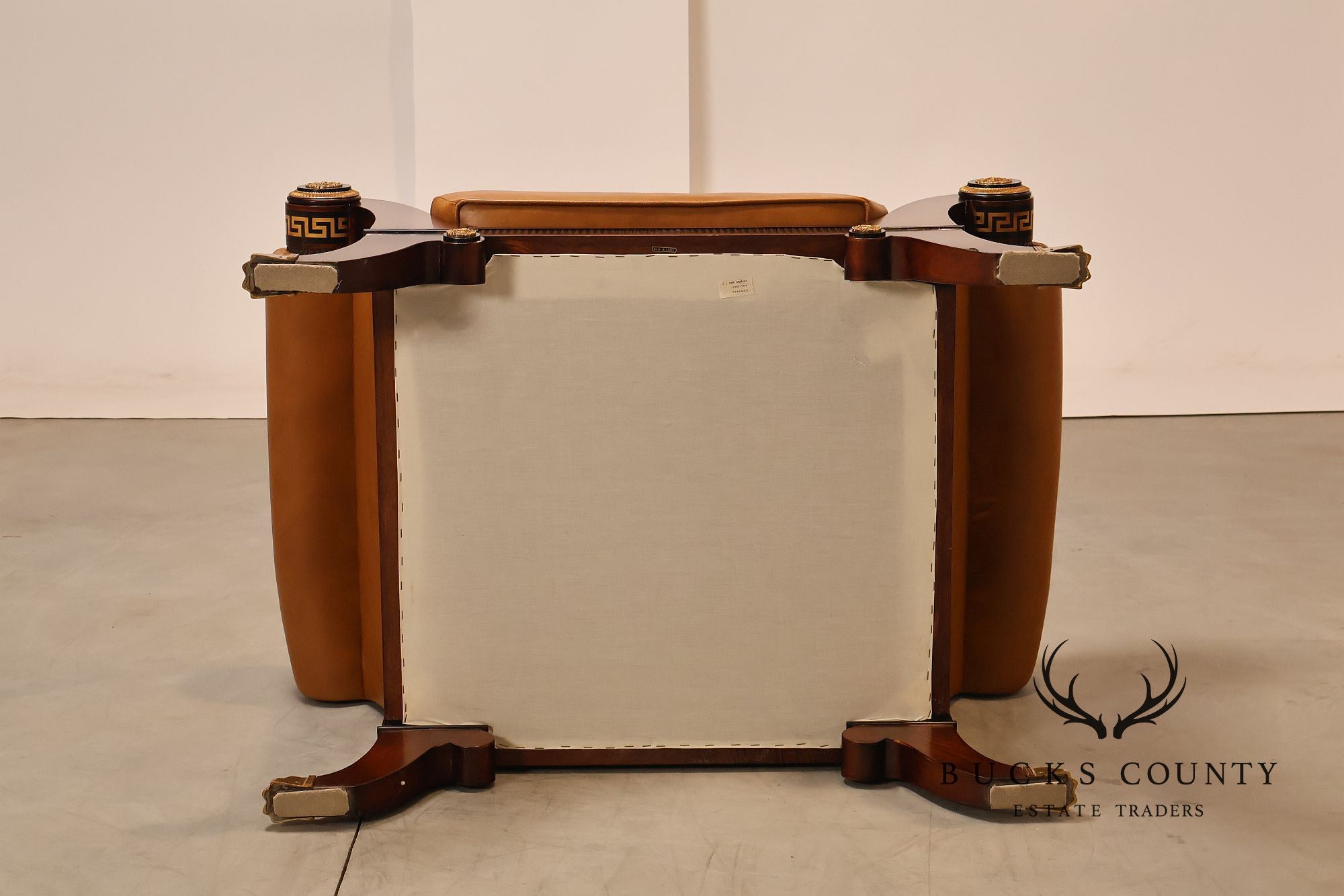 Empire Style Mahogany And Leather Armchair With Gilt Bronze Mounts