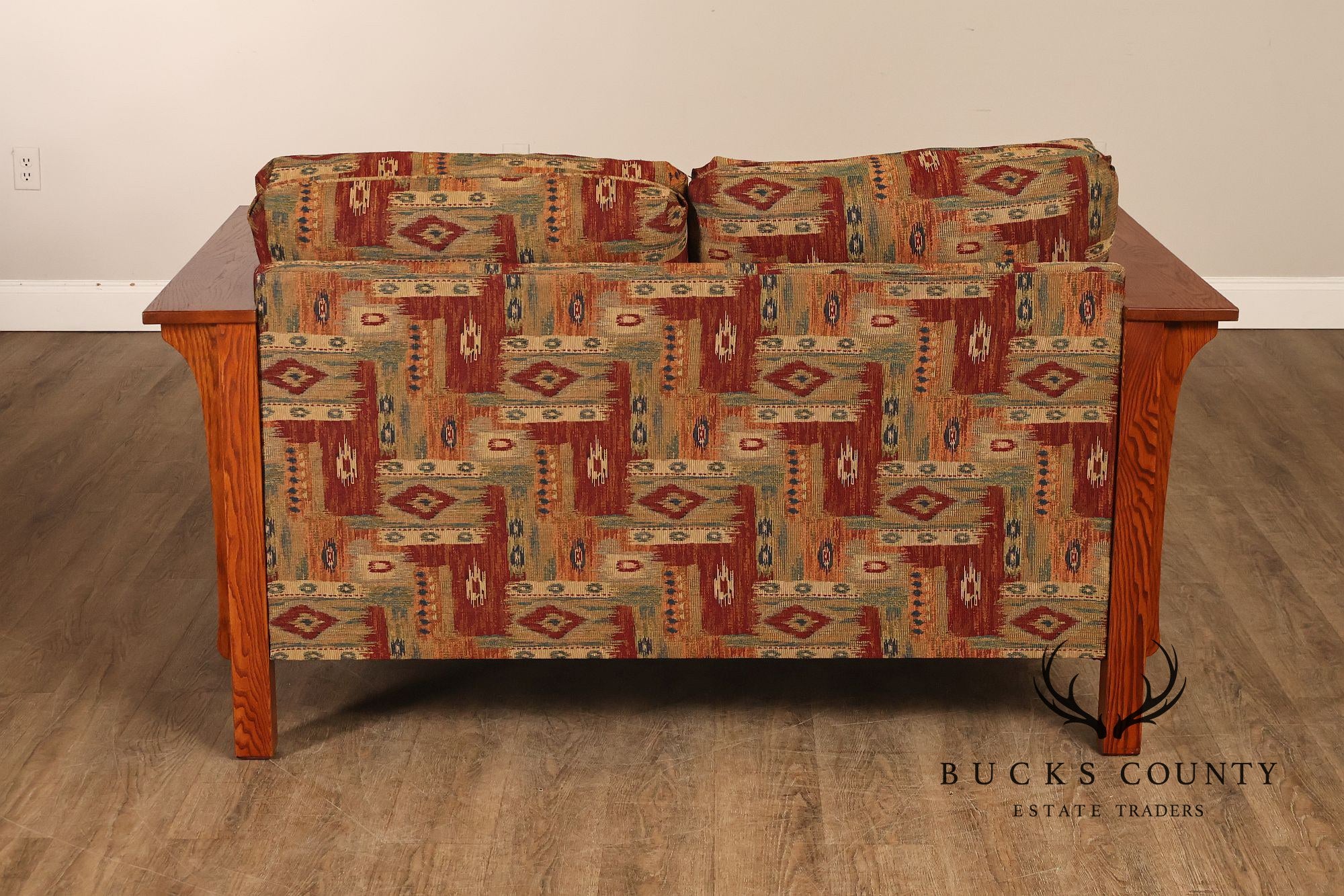 Bassett Furniture Mission Style Oak Spindle Settee