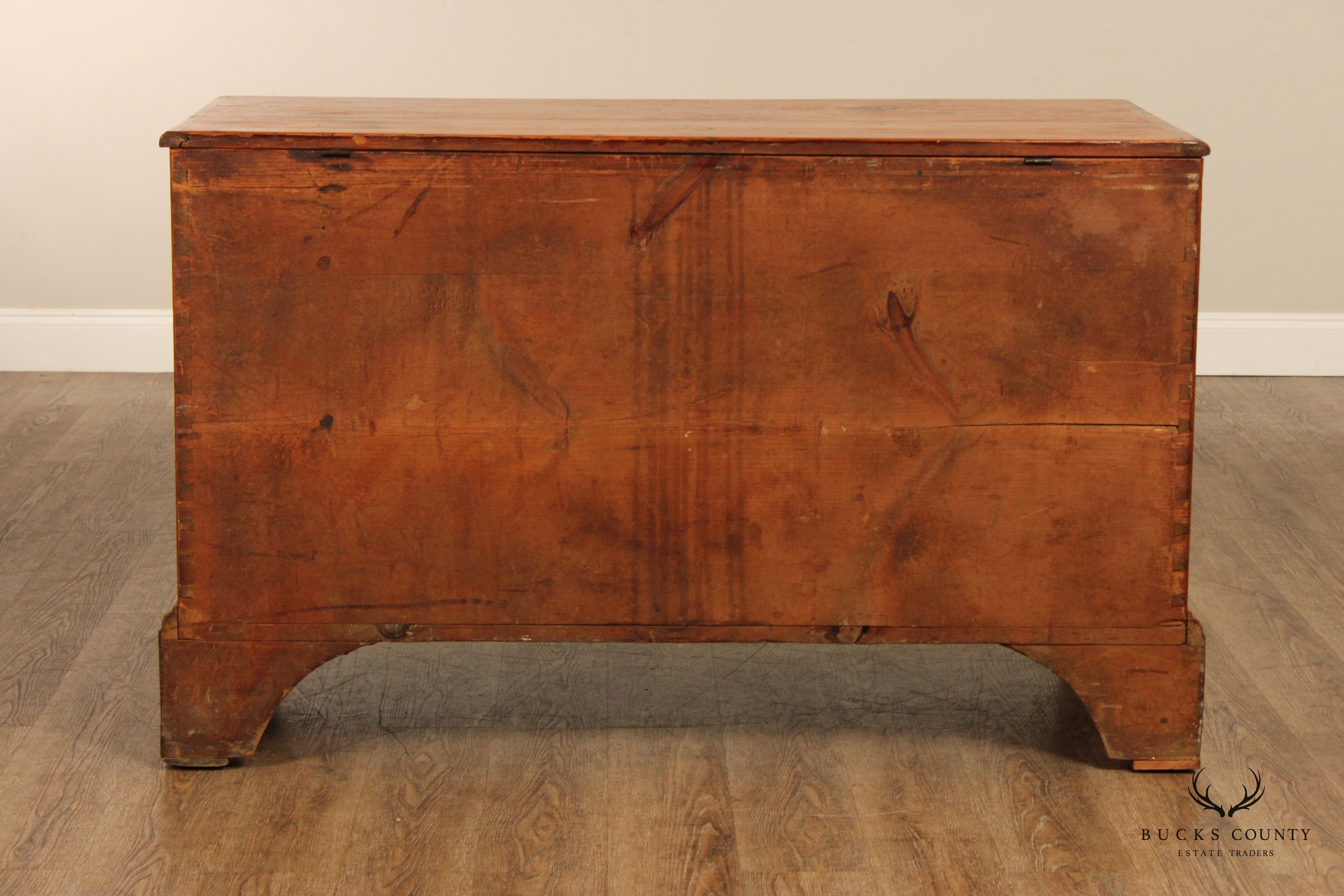 Antique Chippendale Large Two-Drawer Pine Blanket Chest