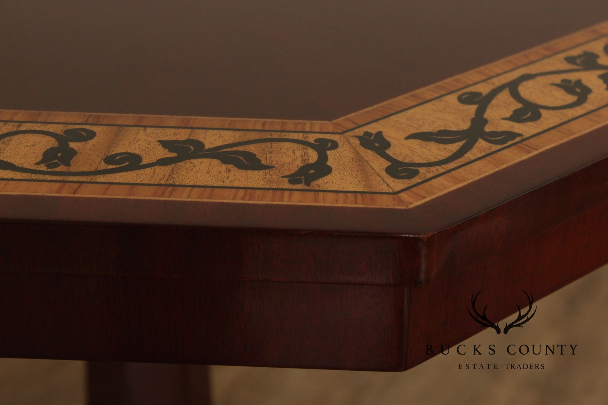 Kindel Furniture Inlaid Mahogany Pedestal Side Table