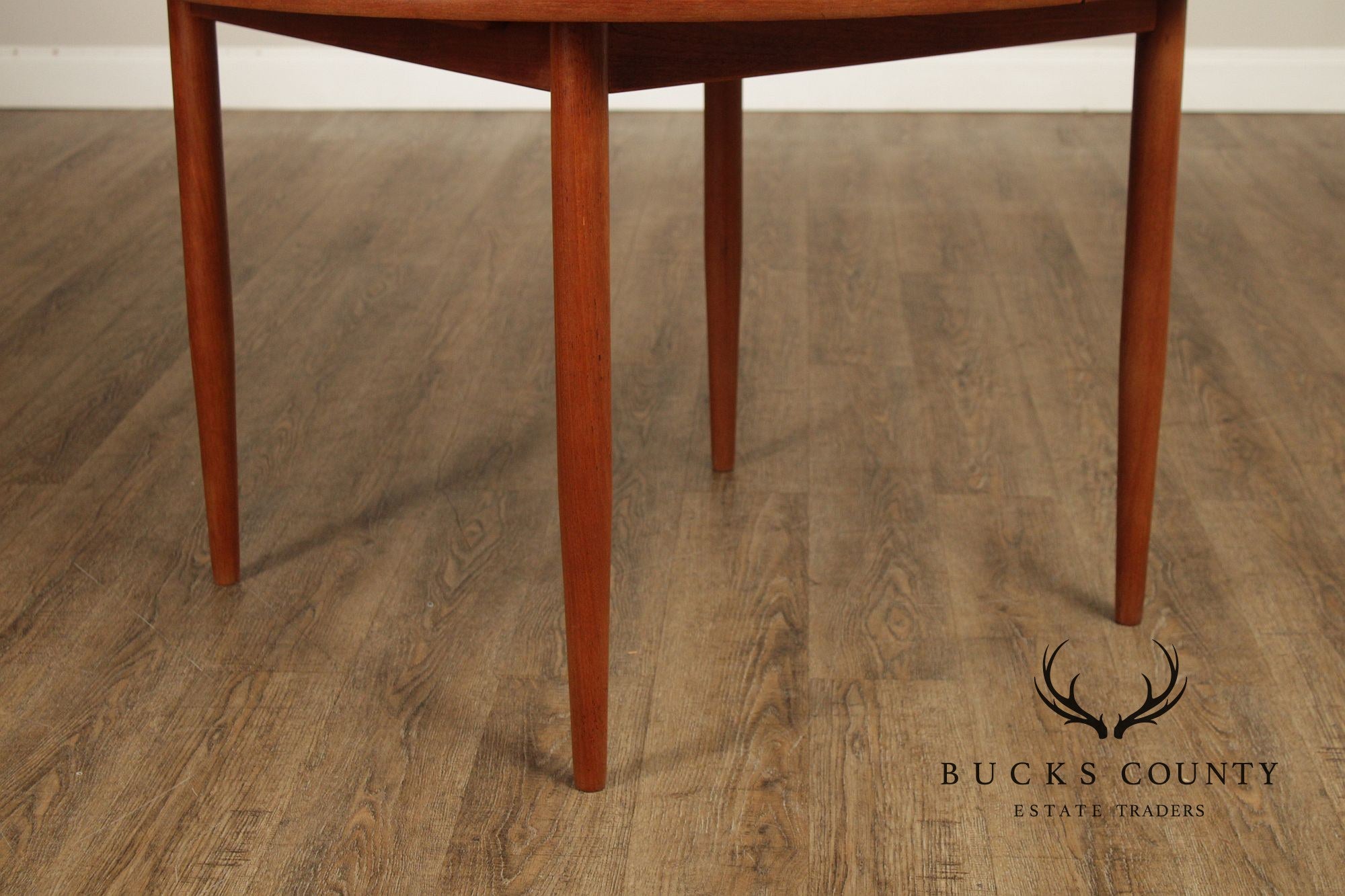 Dux Swedish Modern Teak Expandable Round Dining Table