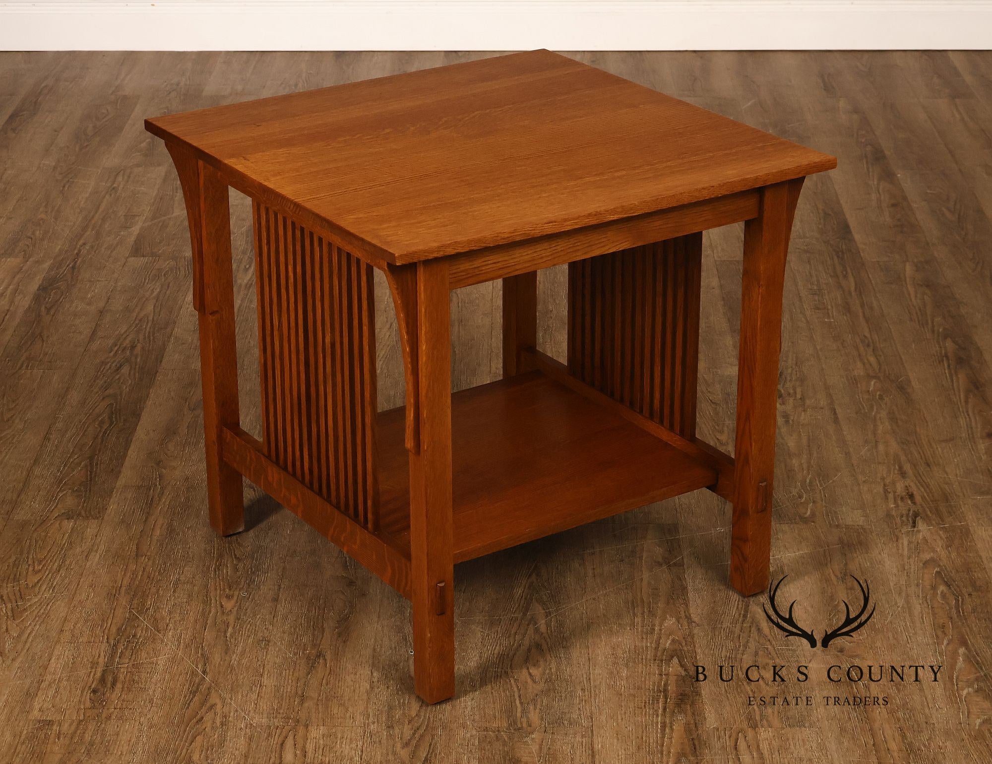 Stickley Mission Oak Spindled Side Lamp Table