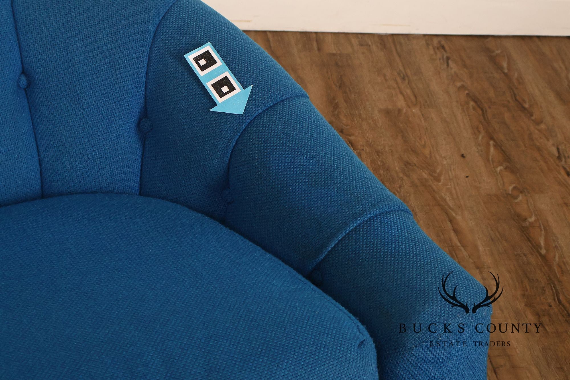 Schnadig Mid Century Modern Blue Upholstered Swivel Lounge Chair