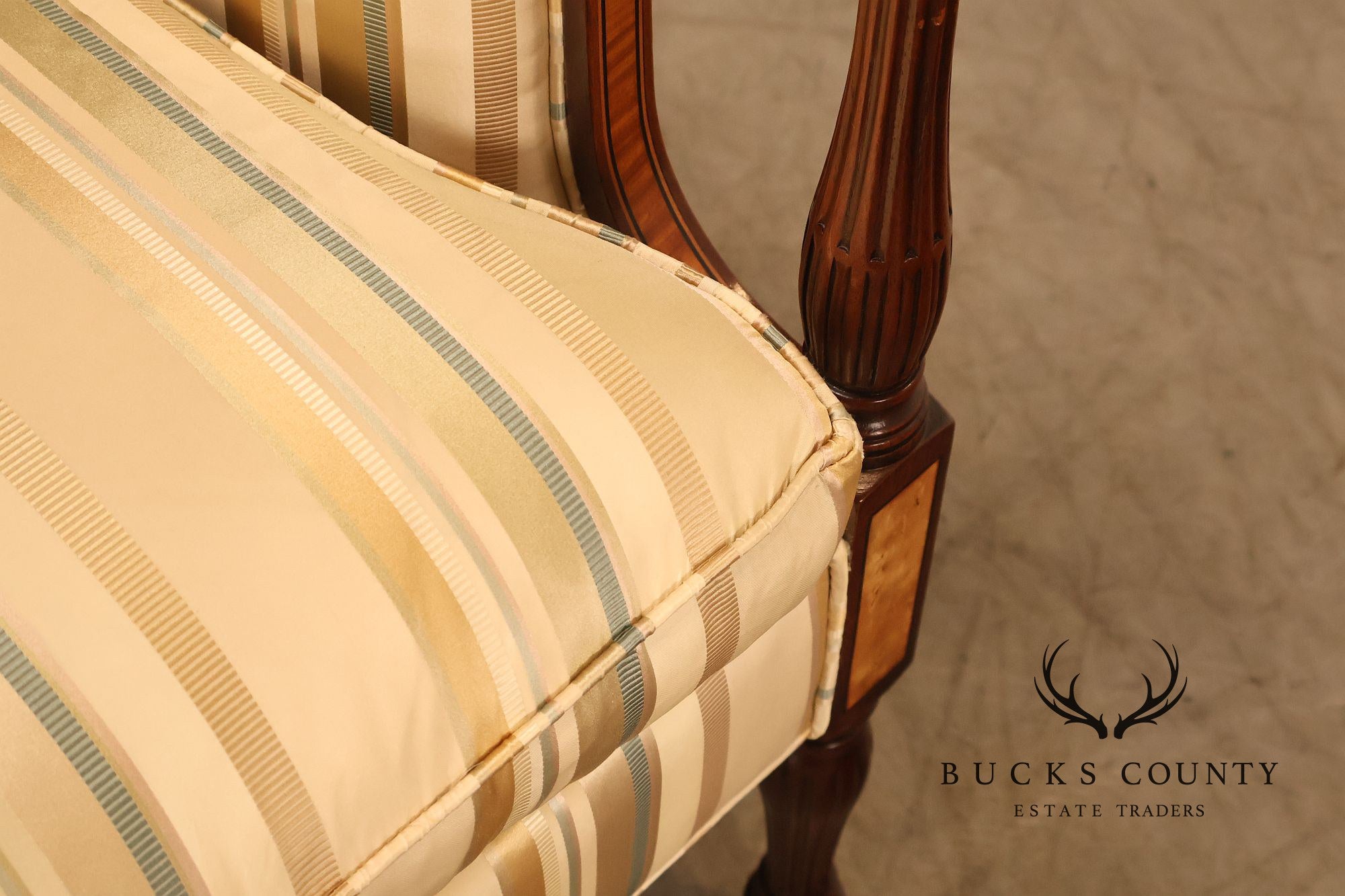 Southwood Sheraton Style Inlaid Mahogany Loveseat