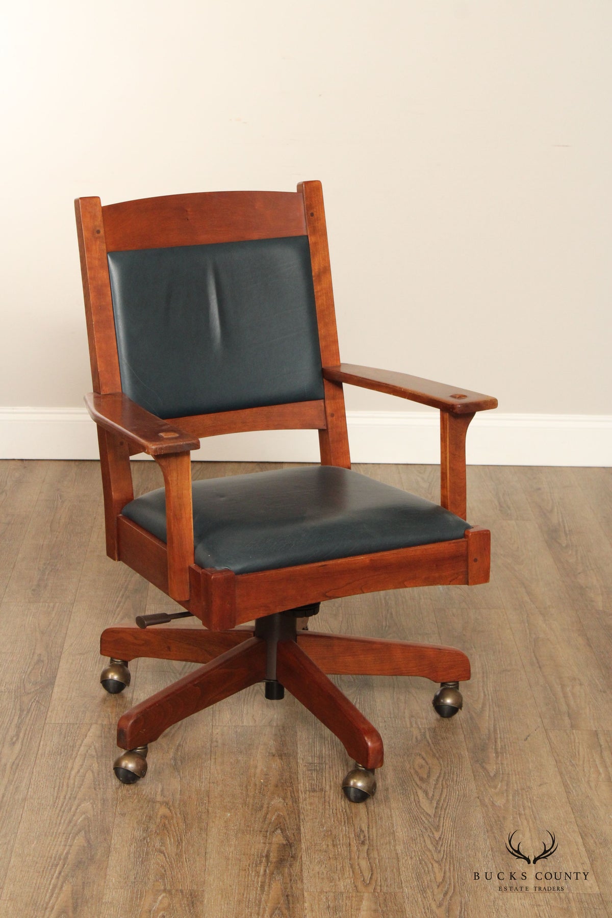 Stickley Mission Collection Cherry and Leather Swivel Tilt Desk Chair