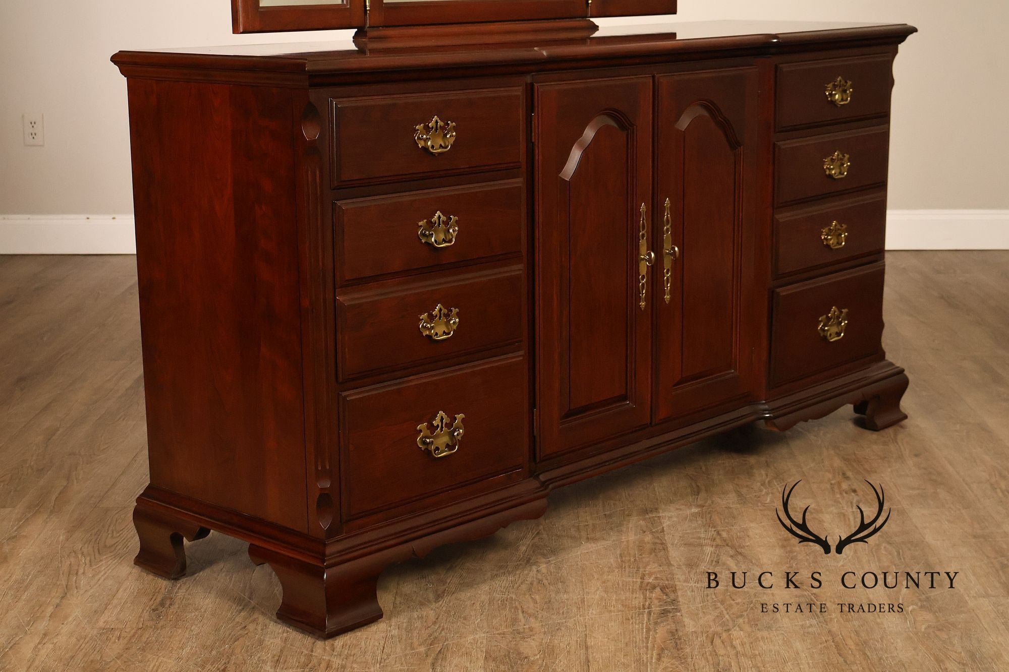 Pennsylvania House Chippendale Style Cherry Long Dresser with Mirror