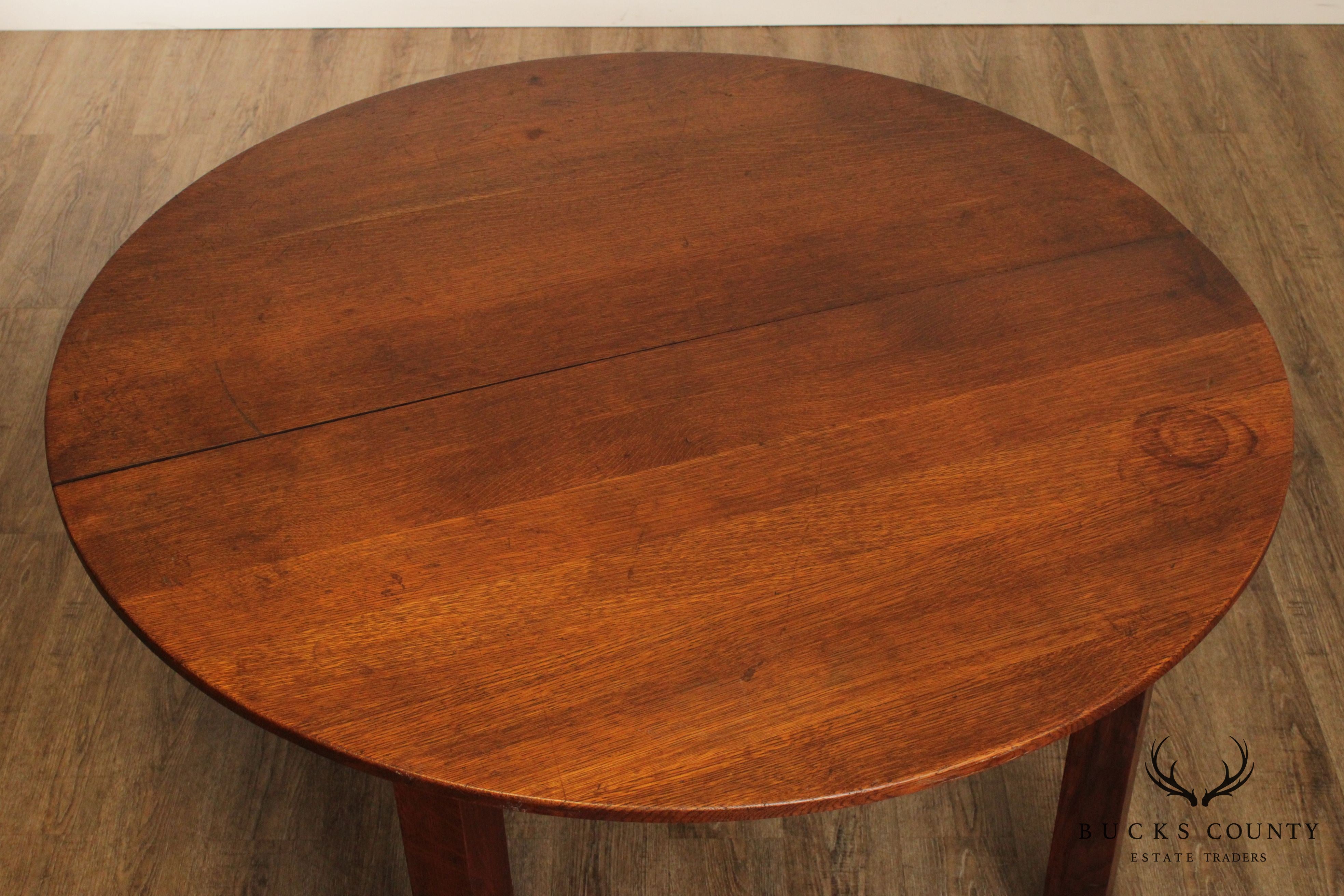 L. & J.G. Stickley Antique Round Oak Dining Table