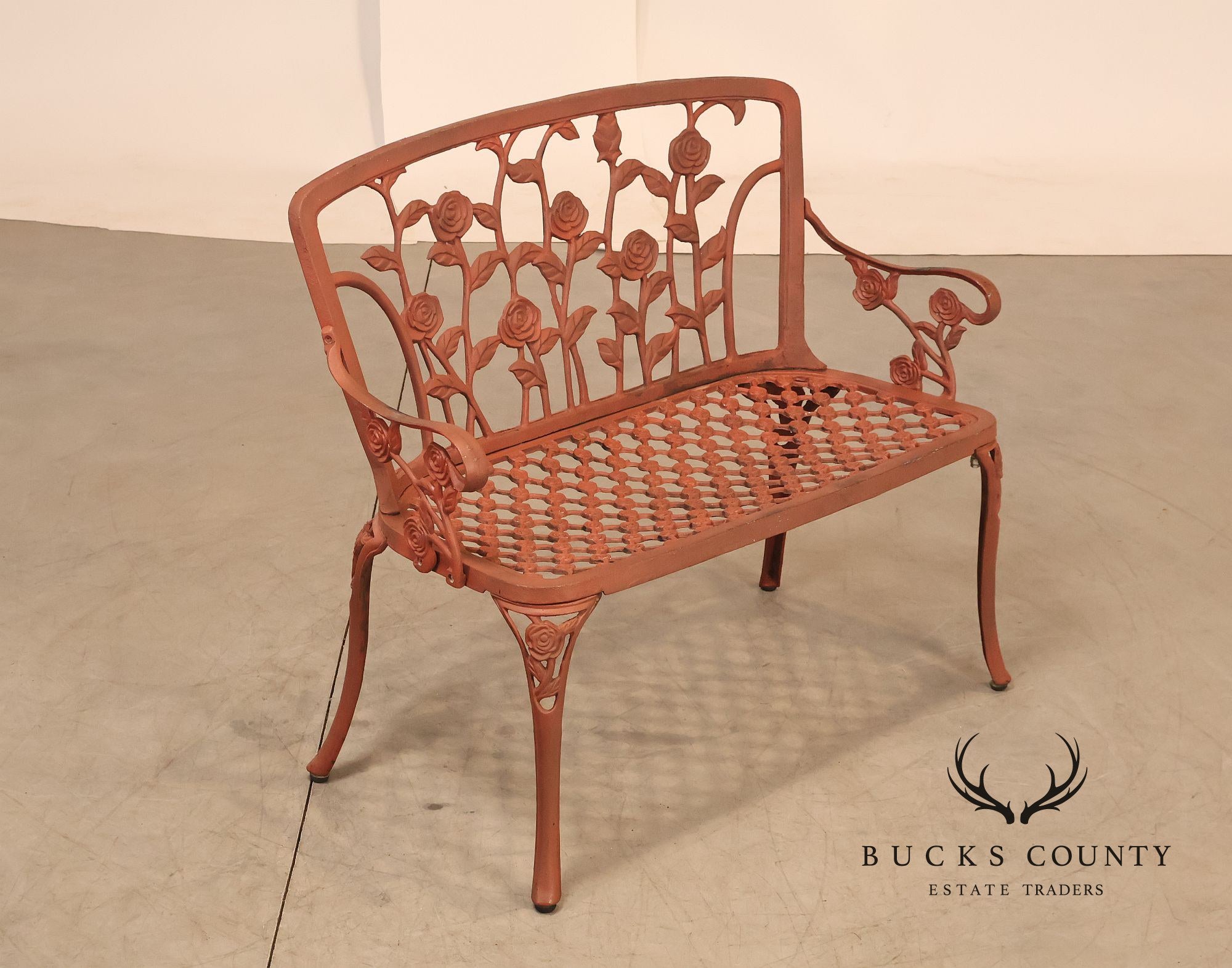 Cast Aluminum Vintage Rose Garden Bench