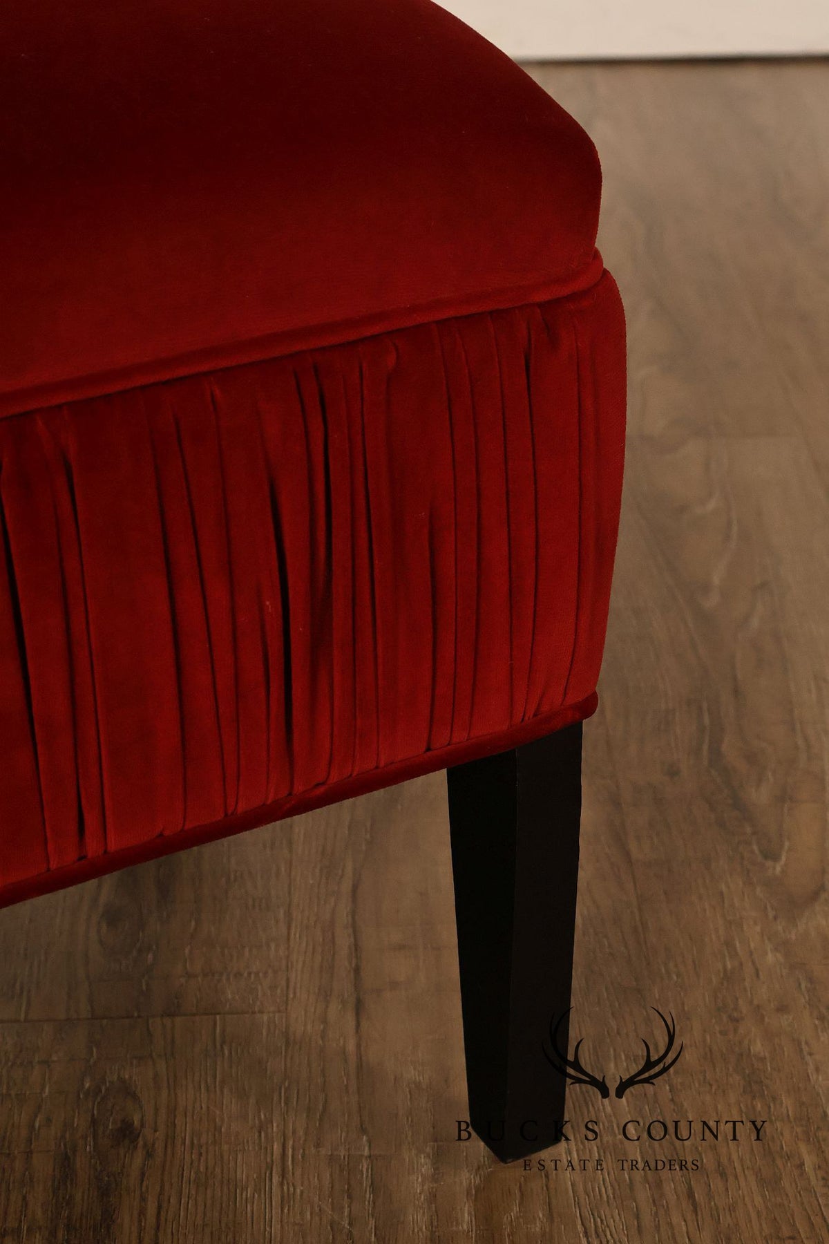 Contemporary Red Velvet Upholstered Ottoman