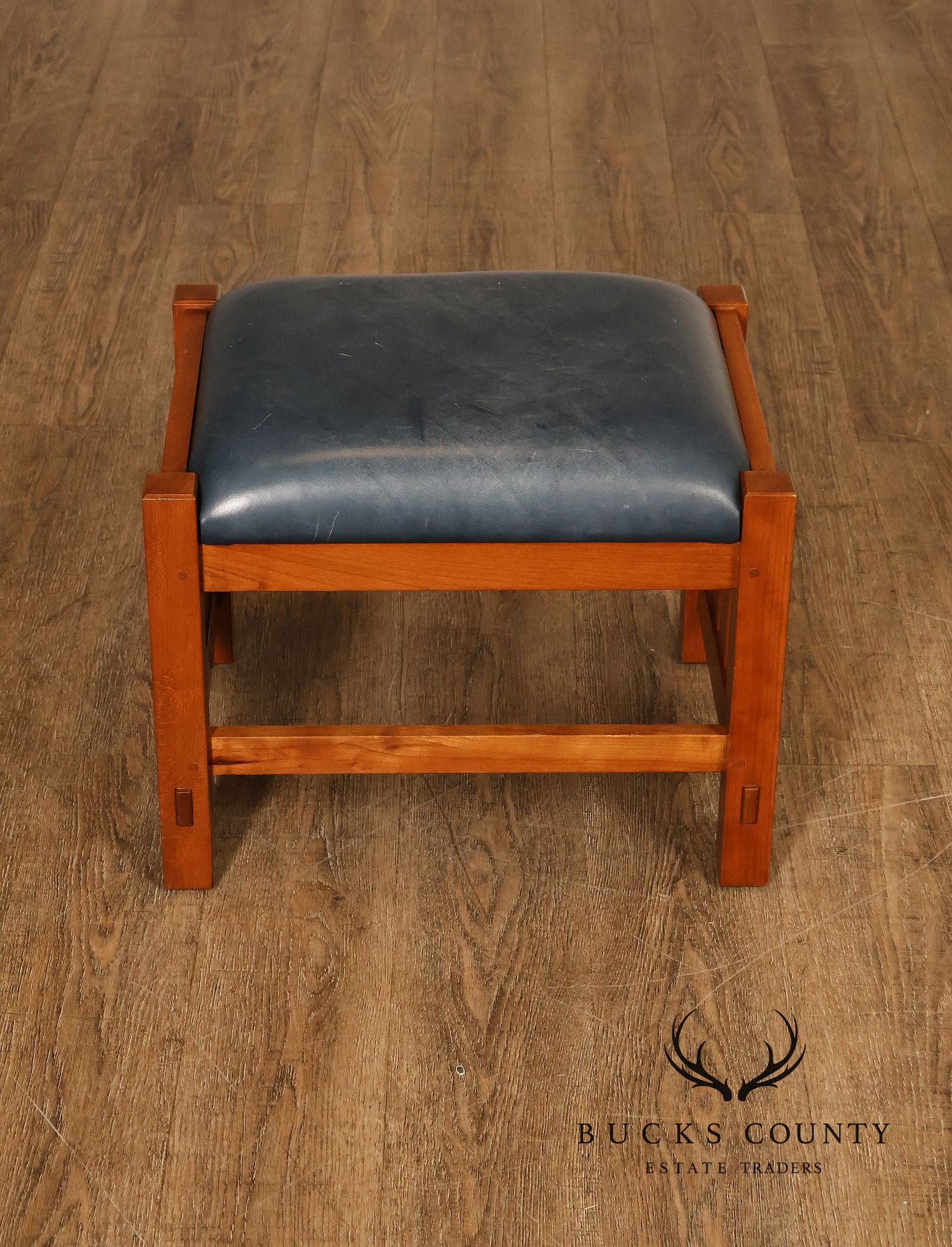 Stickley Mission Collection Cherry Bow Arm Morris Chair and Ottoman