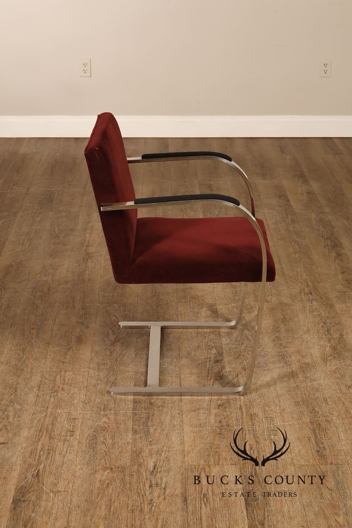 Knoll BRNO By Mies Van Der Rohe Mid Century Modern Set of Six Flat Bar Chrome Dining Chairs