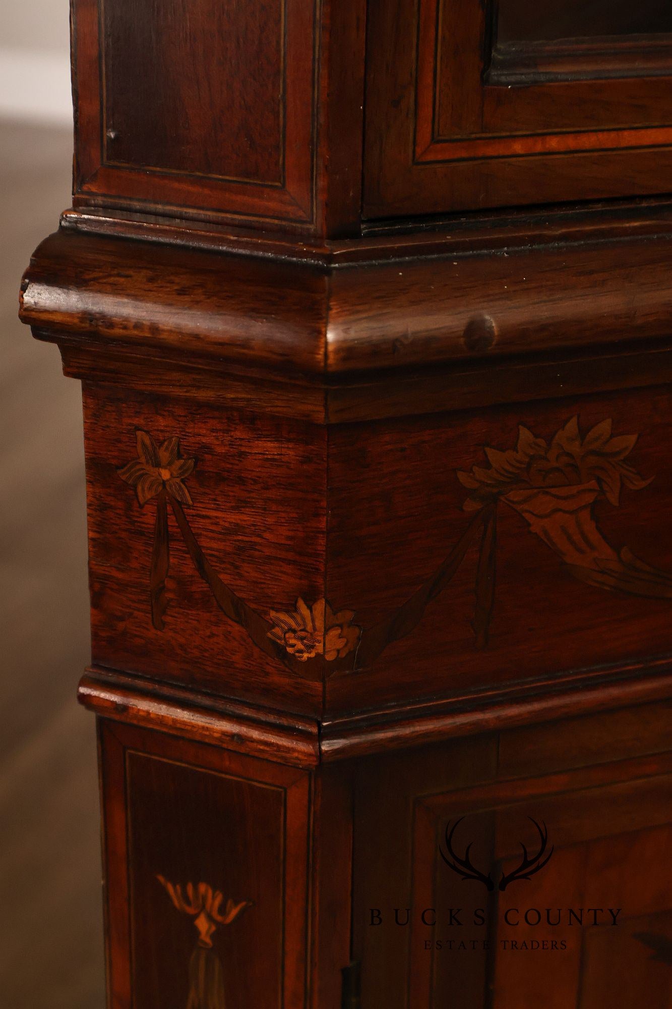 Antique Edwardian Inlaid Mahogany Corner Cabinet