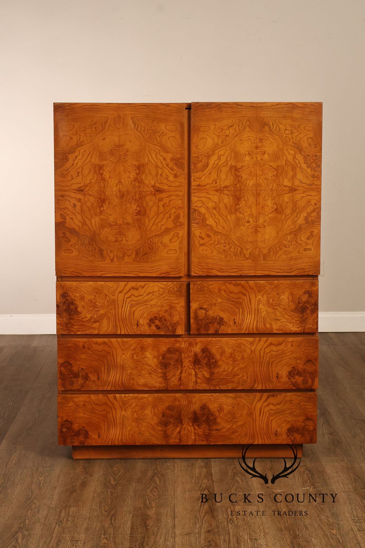 Lane Mid Century Modern Burlwood Armoire