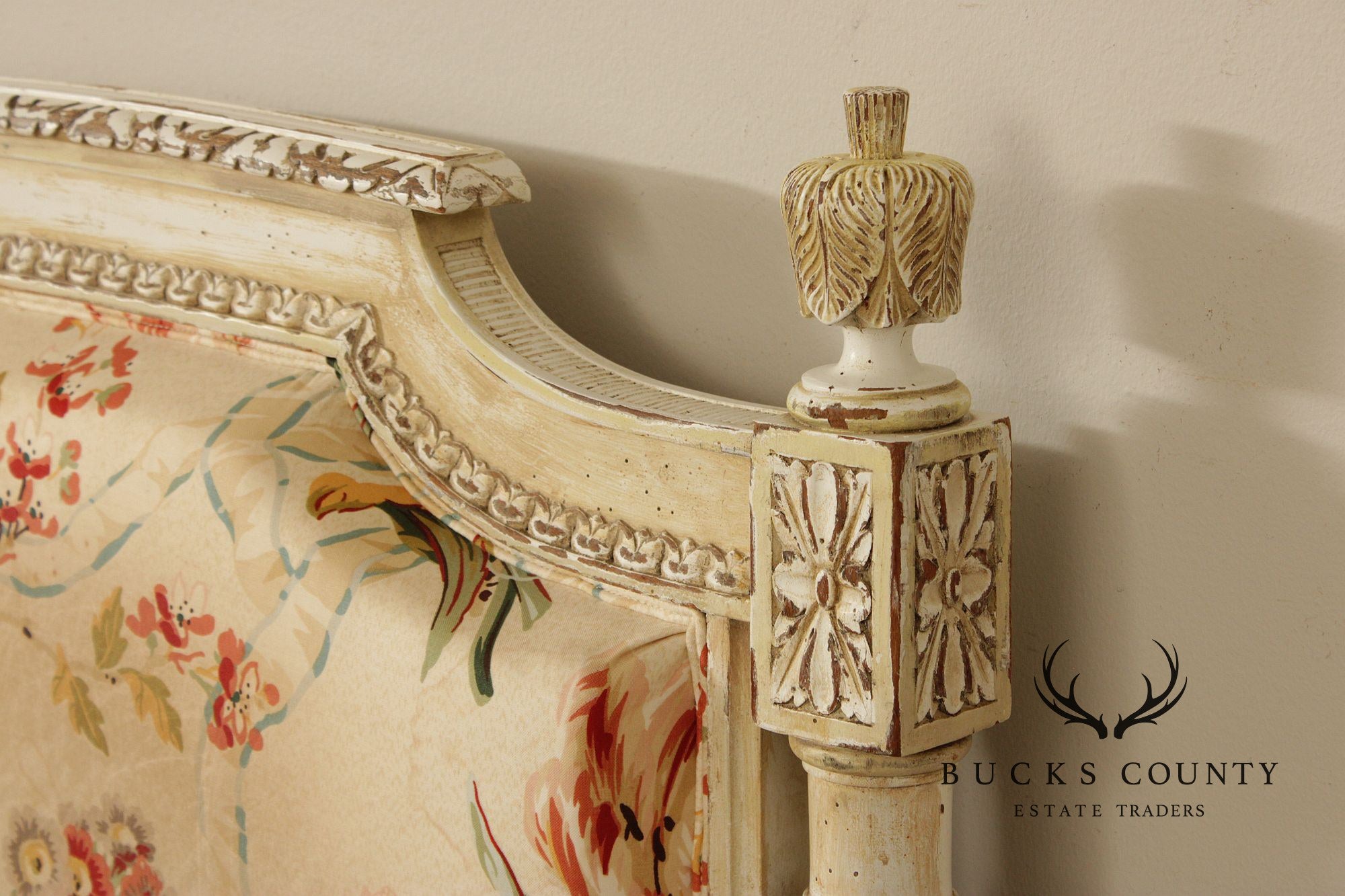French Louis XVI Style Upholstered King Headboard
