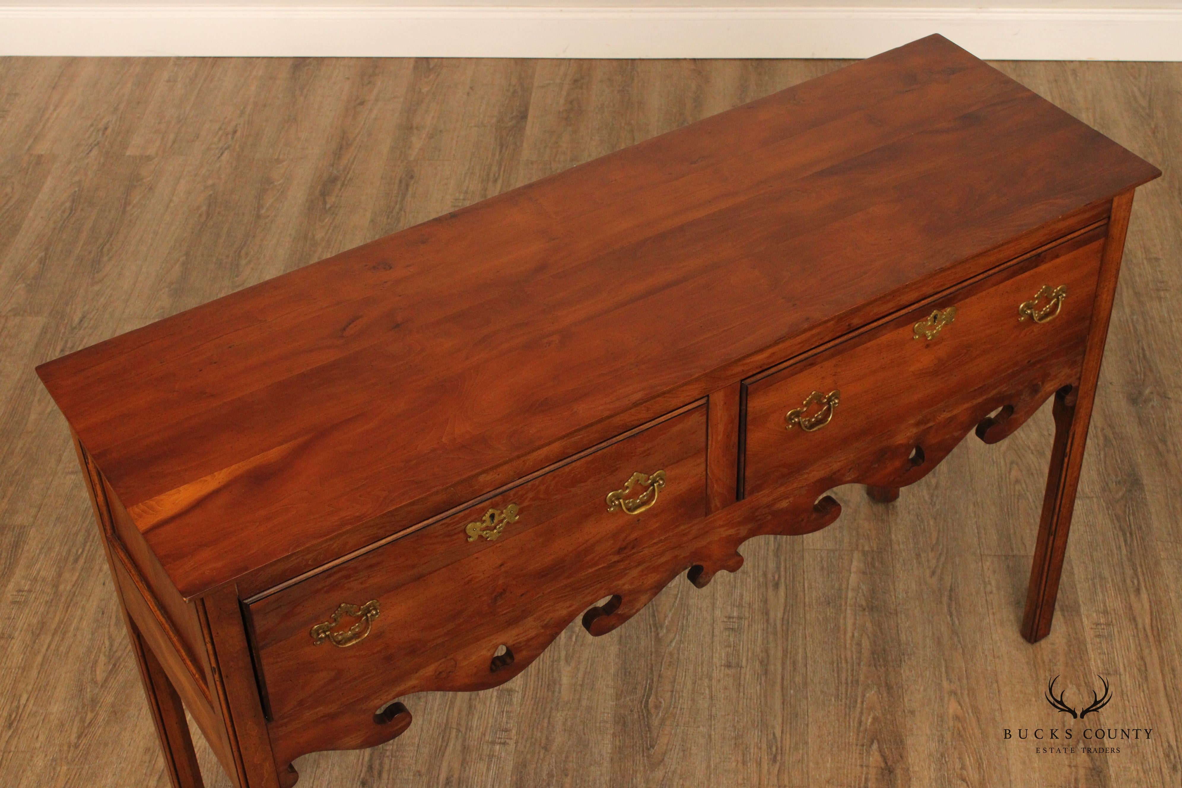 English Yew Wood George III Style Two-Drawer Sideboard Server