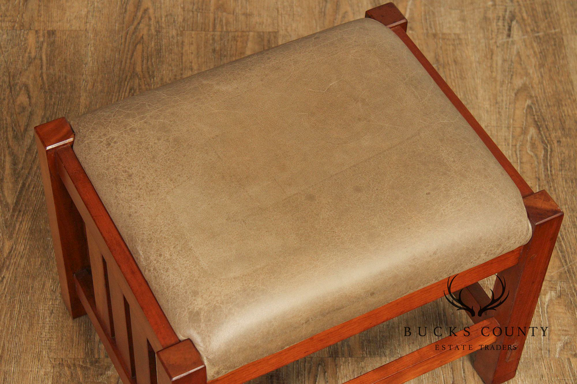 Stickley Mission Collection Cherry and Leather Footstool