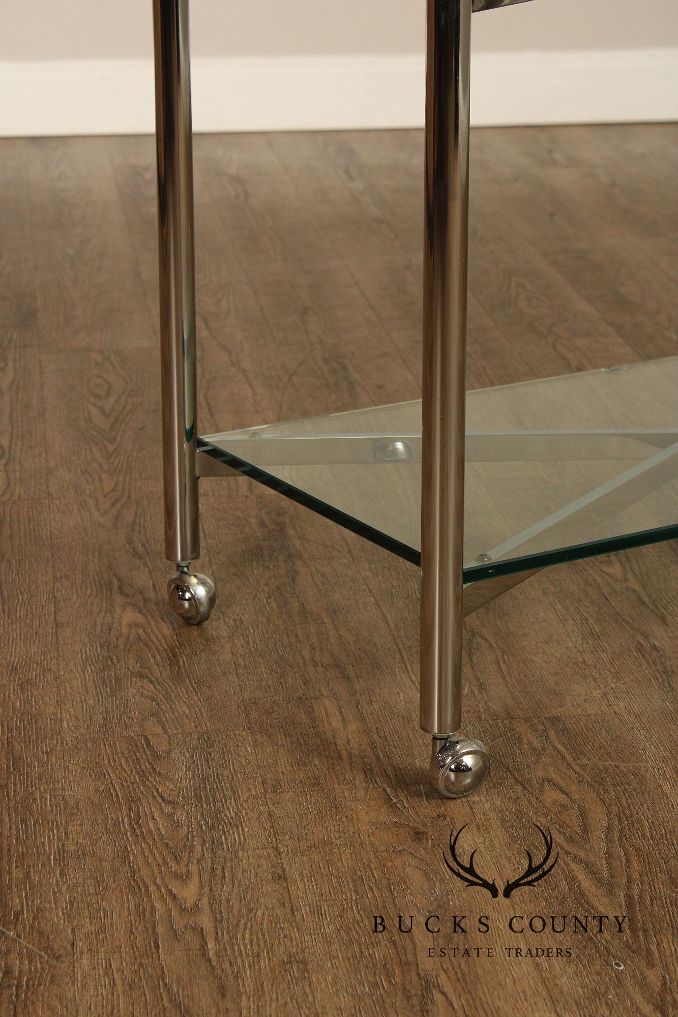 Mid Century Modern Style Chrome & Glass Cart