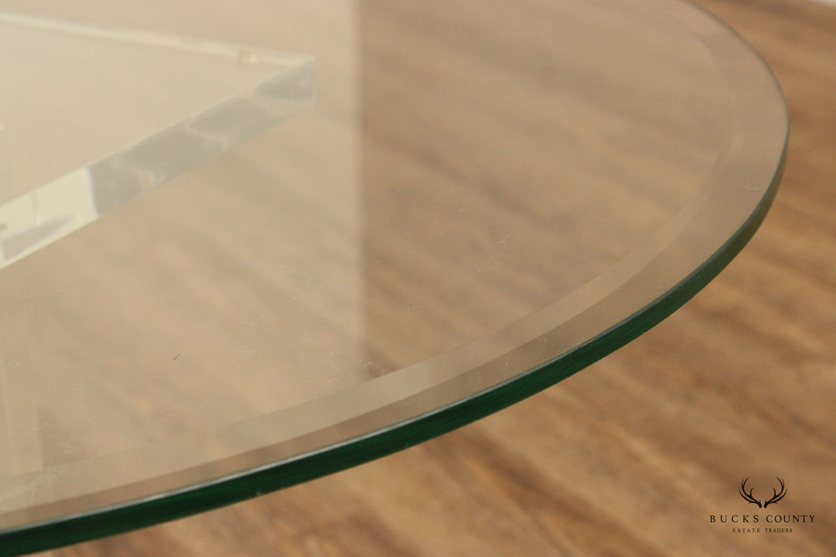 Postmodern Round Lucite Pedestal Center Table