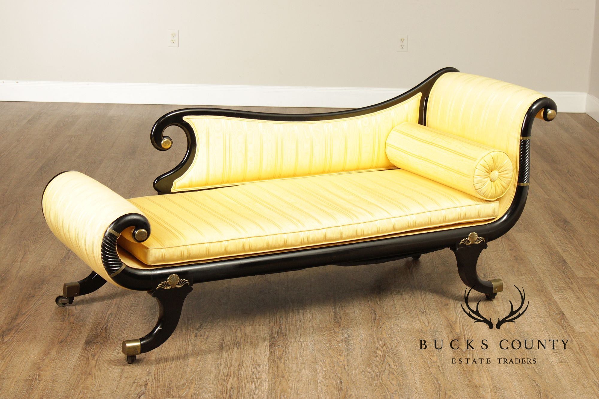 English Regency Style Ebonized Recamier Chaise Lounge
