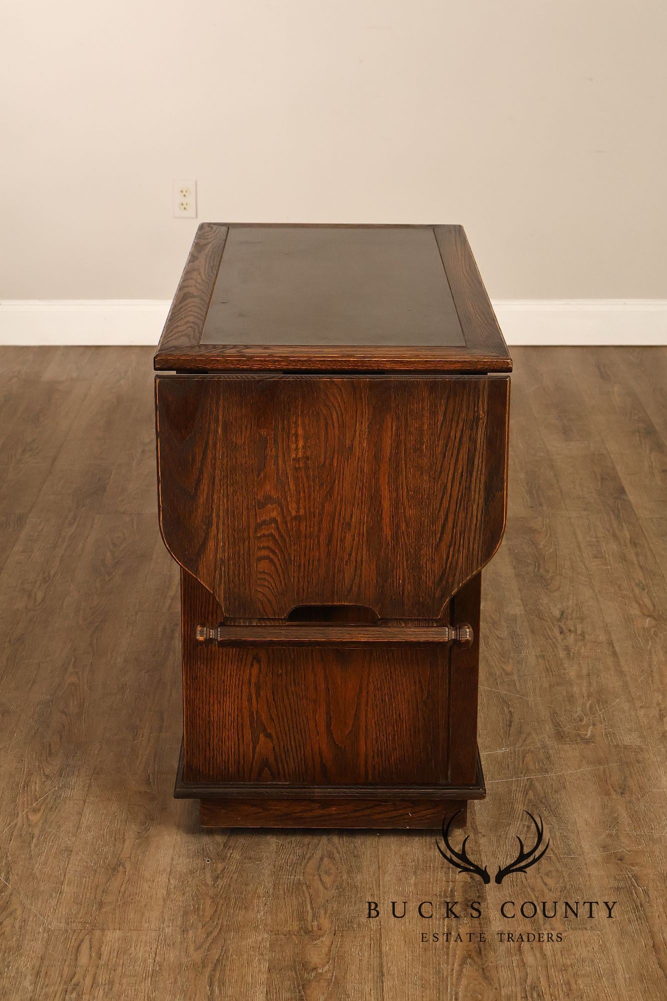 Jamestown Lounge Co. Gothic Revival Vintage Oak Drop-Leaf Server