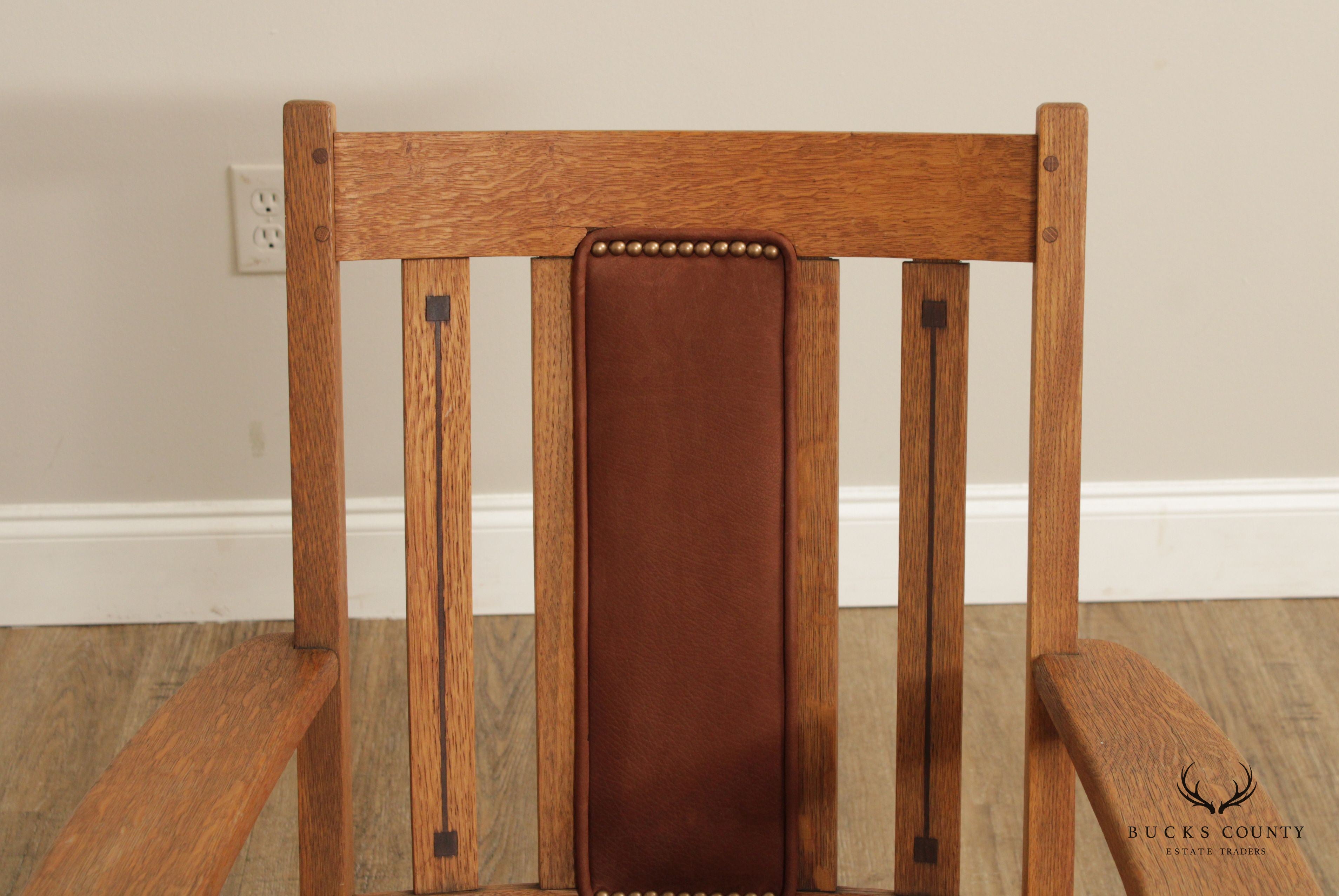 Limbert Mission Inlaid Oak Rocker