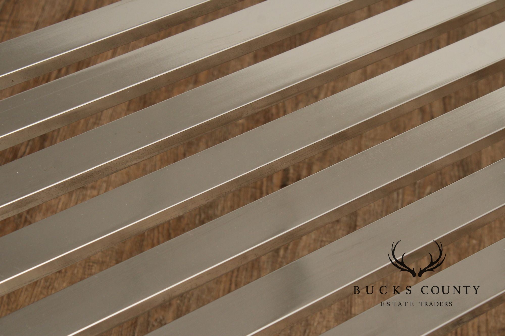 Design Institute of America Modern Slatted Chrome Bench
