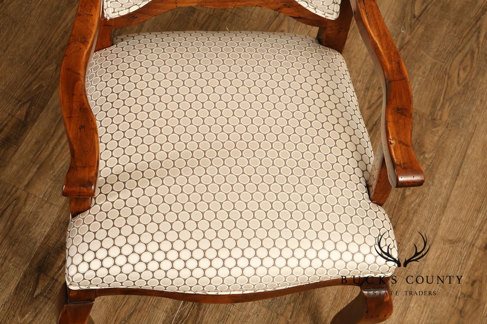 Guy Chaddock Pair Of Country French Upholstered Dining Armchairs