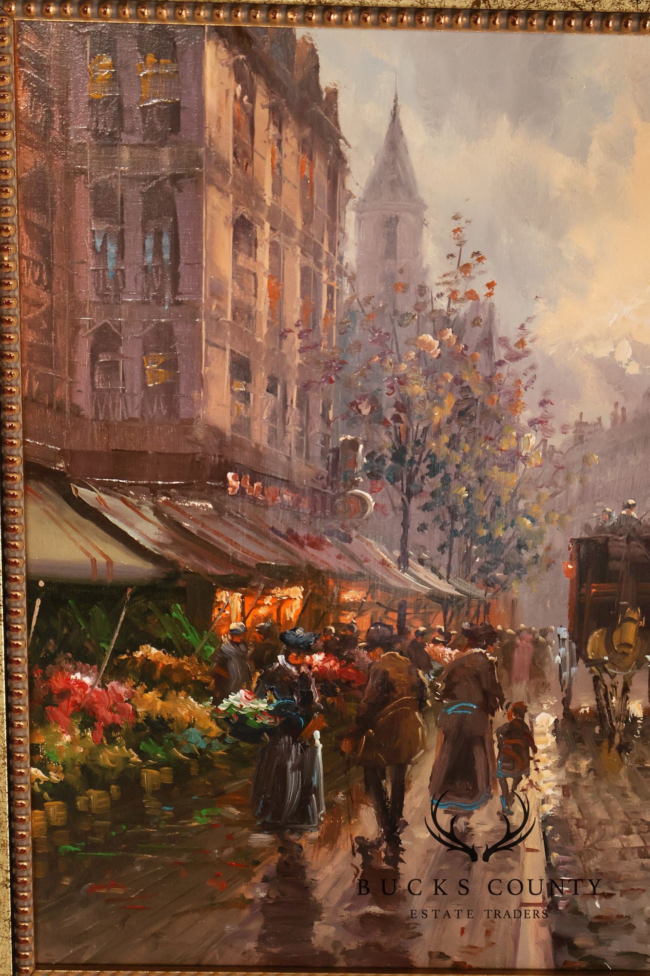 E. Payes Framed Parisian Street Scene Oil Painting