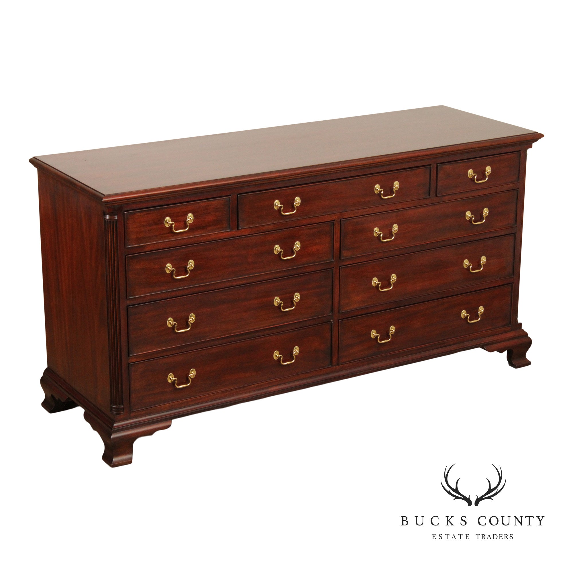 Henkel Harris Chippendale Style Mahogany Nine Drawer Bedroom Dresser