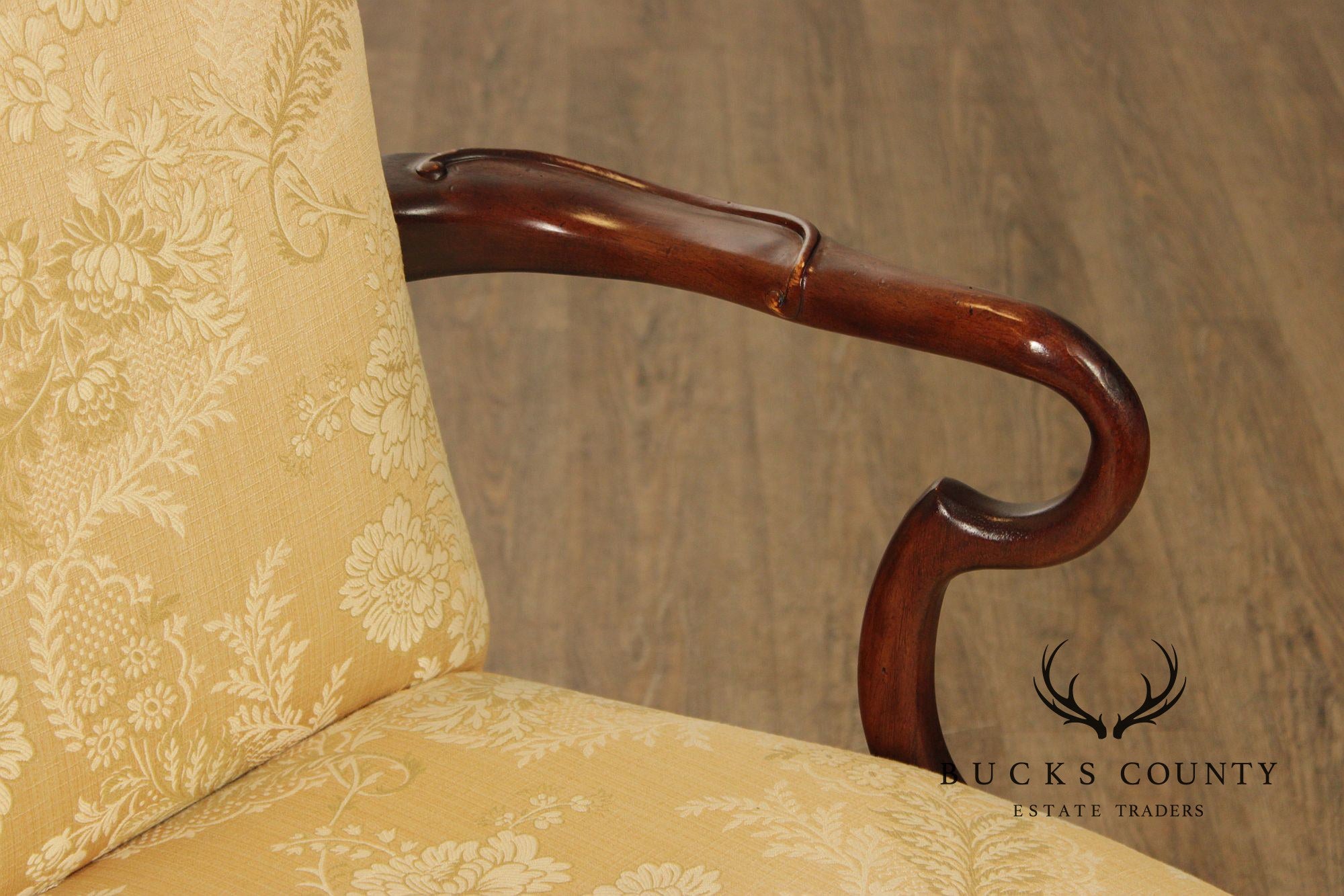 Century Furniture Pair Of Chippendale Style Carved Mahogany Upholstered Armchairs