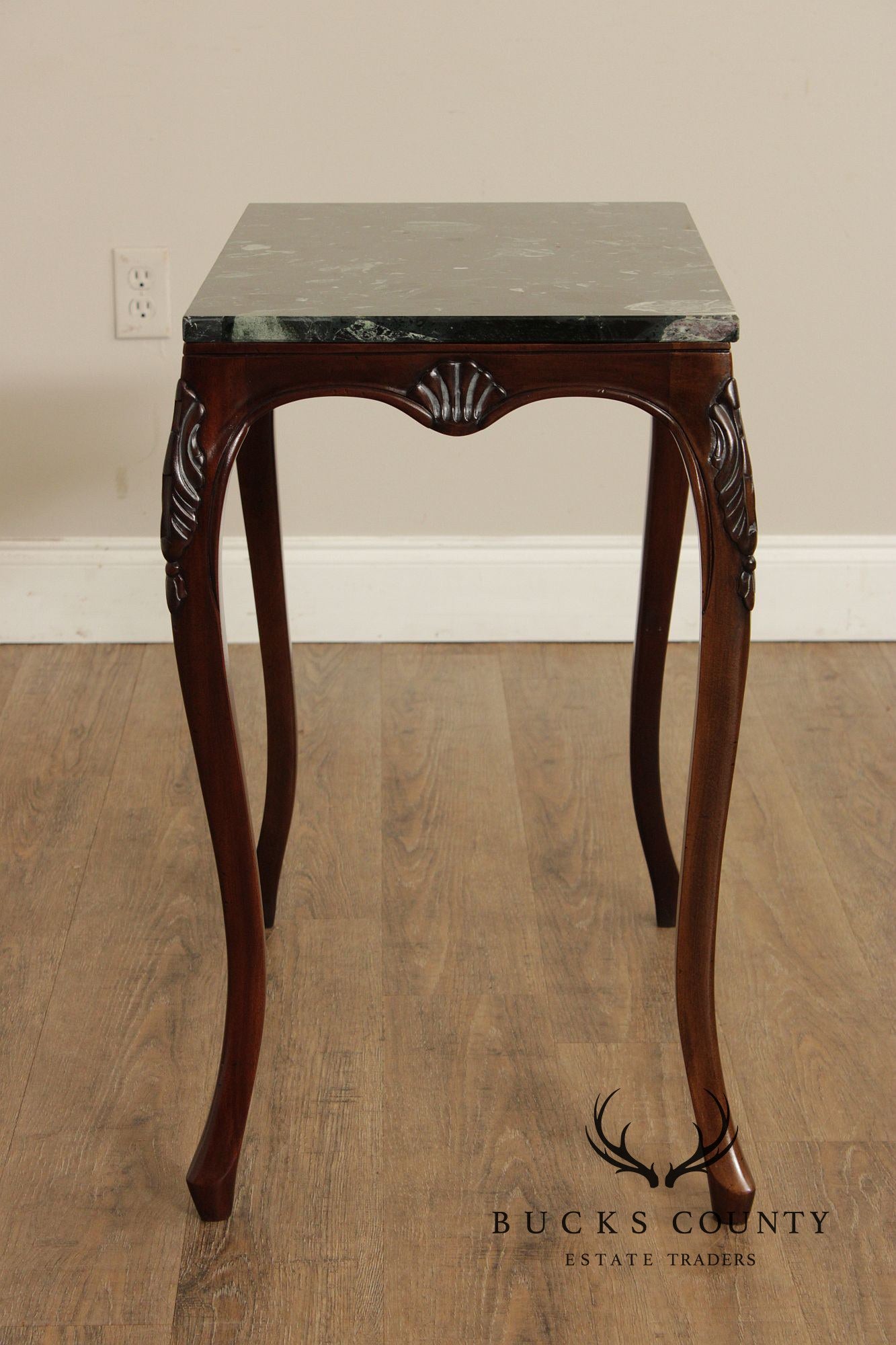 Rococo Style Set of Three Marble Top Mahogany Nesting Tables