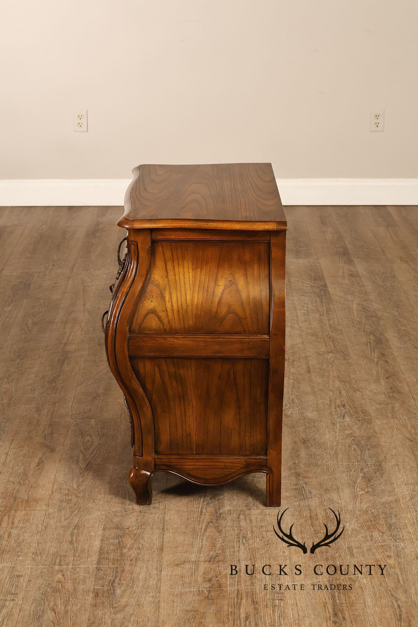 Baker Furniture French Provincial Carved Oak Bombay Chest Nightstands