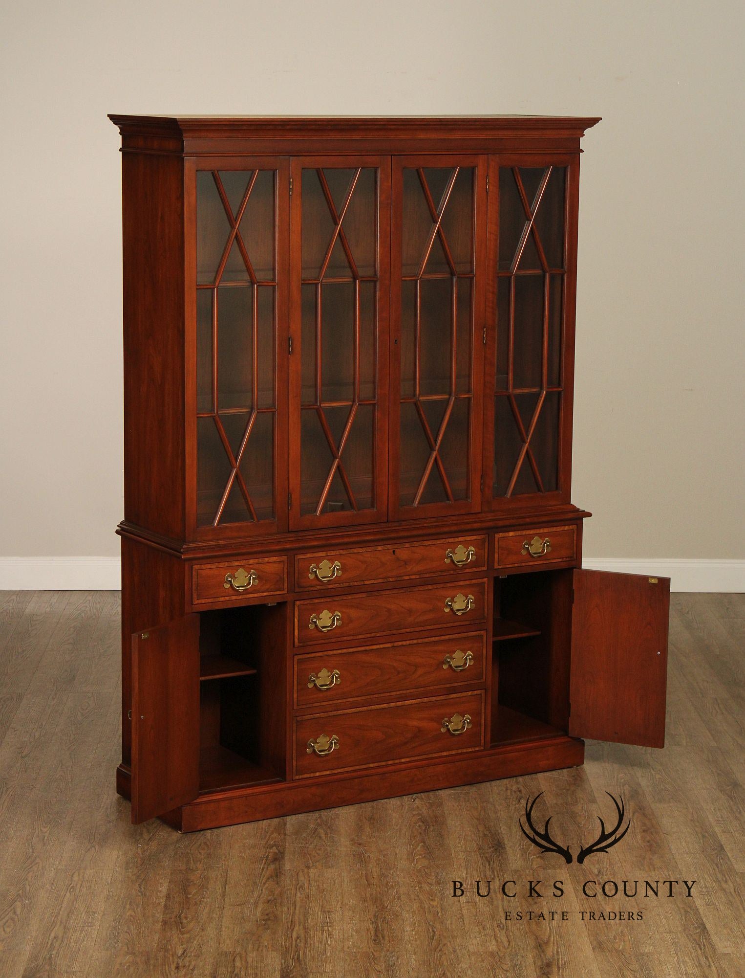 Henkel Harris Cherry Breakfront China Cabinet