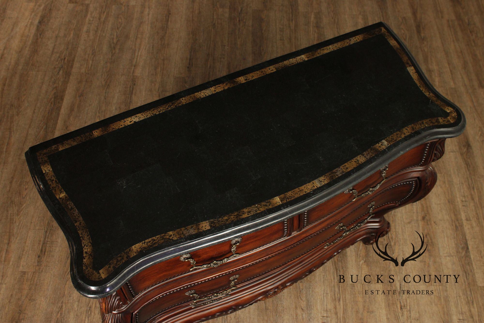 Hooker Furniture 'Seven Seas' Rococo Style Bombe Marble Top Chest of Drawers