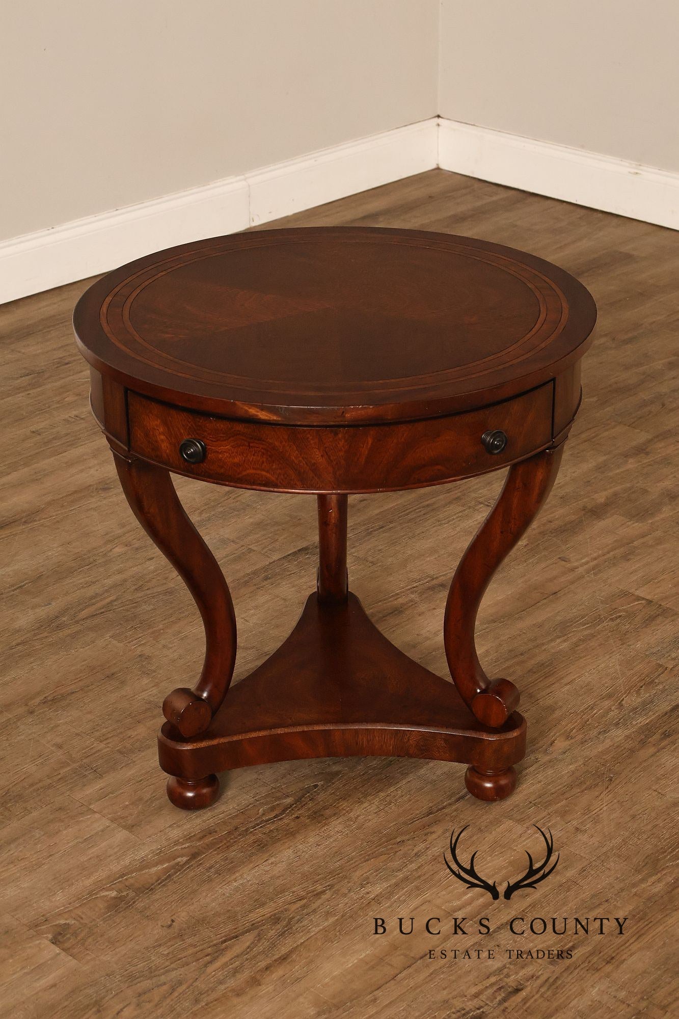 Theodore Alexander Pair of 'Occasionally Italian' Round Mahogany Side Tables
