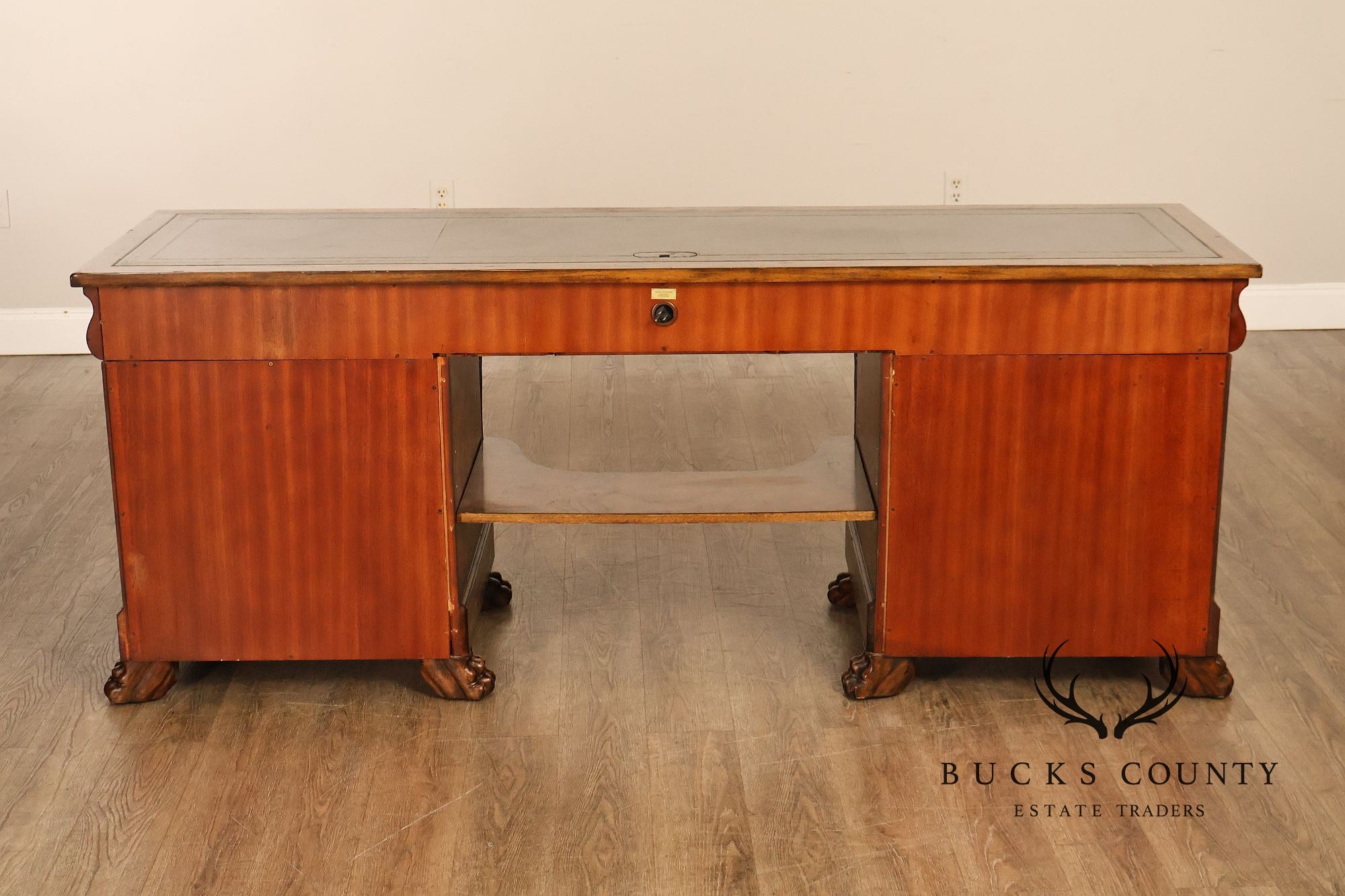 Maitland-Smith Leather Top Mahogany Executive Writing Desk