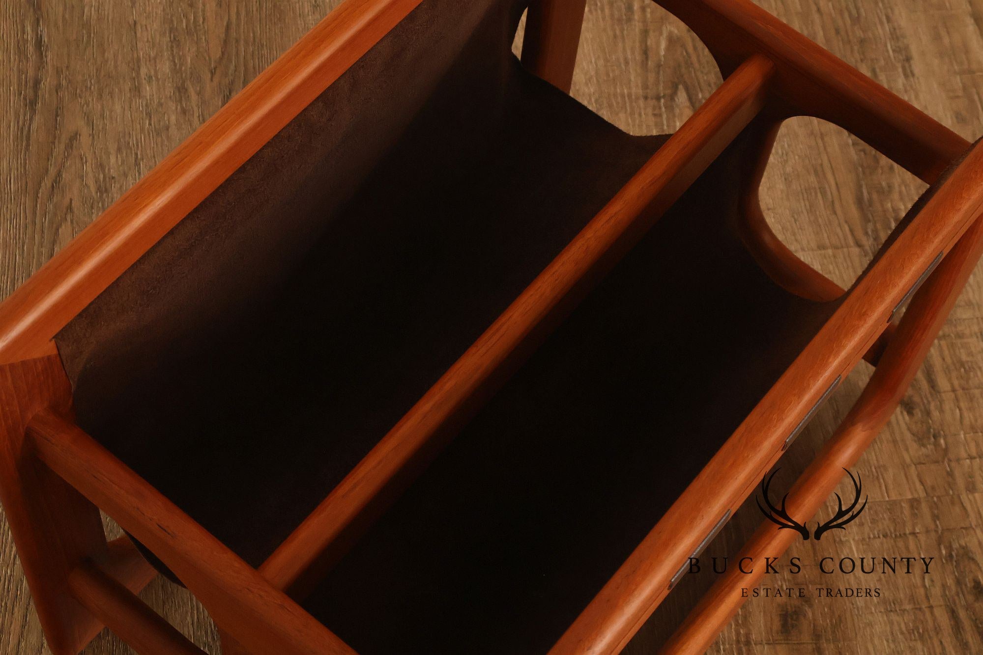 Salin Møbler Danish Modern Teak and Leather Magazine Rack