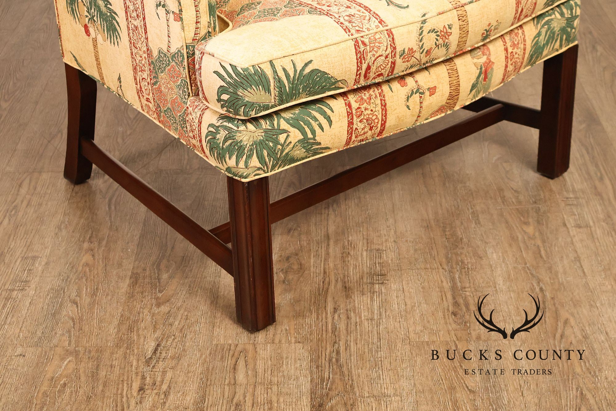 Kittinger Williamsburg Adaptation Chippendale Style Mahogany Wing Chair