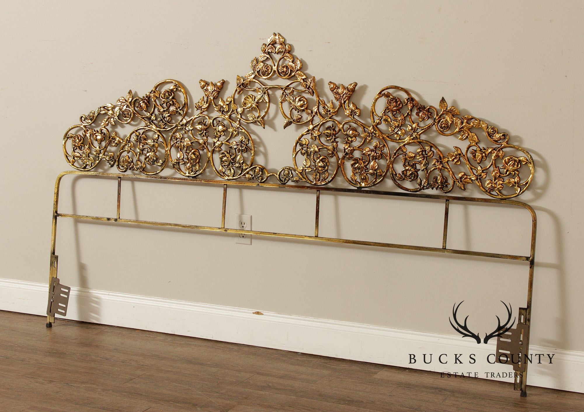 Rococo Style King Size Scrolling Brass Headboard