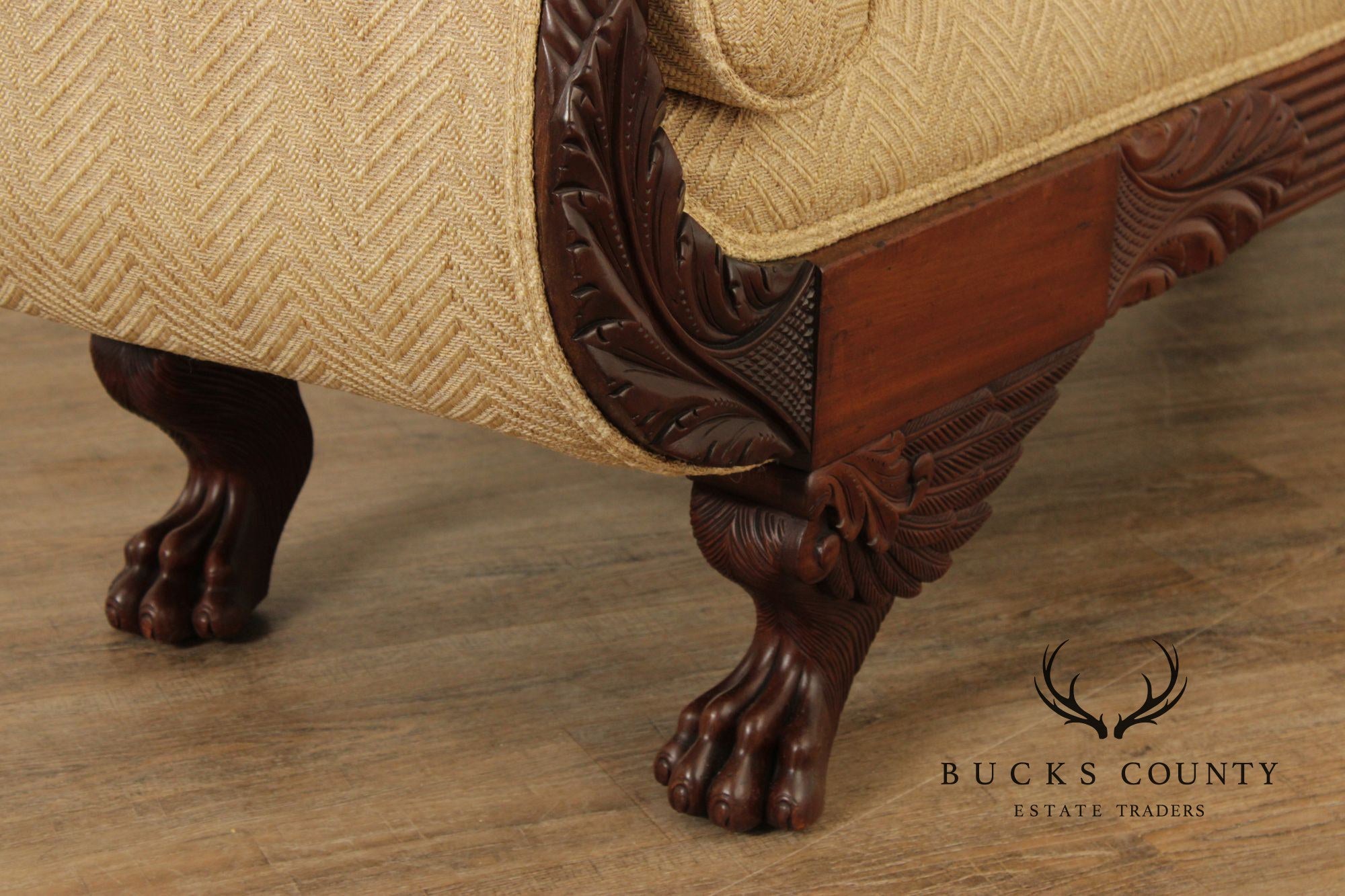 Antique American Empire Carved Mahogany Sofa