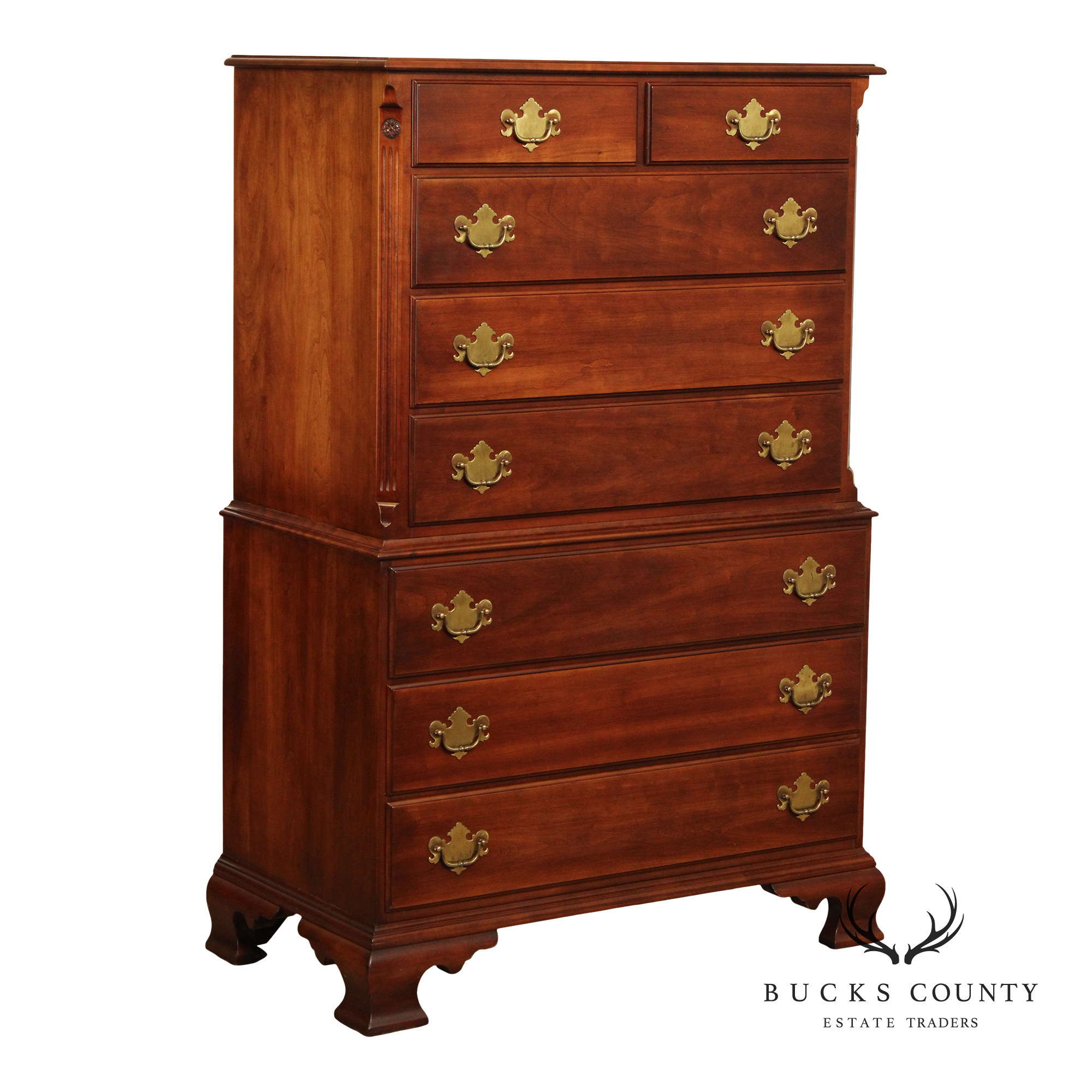 Statton Chippendale Style Solid Cherry Tall Chest