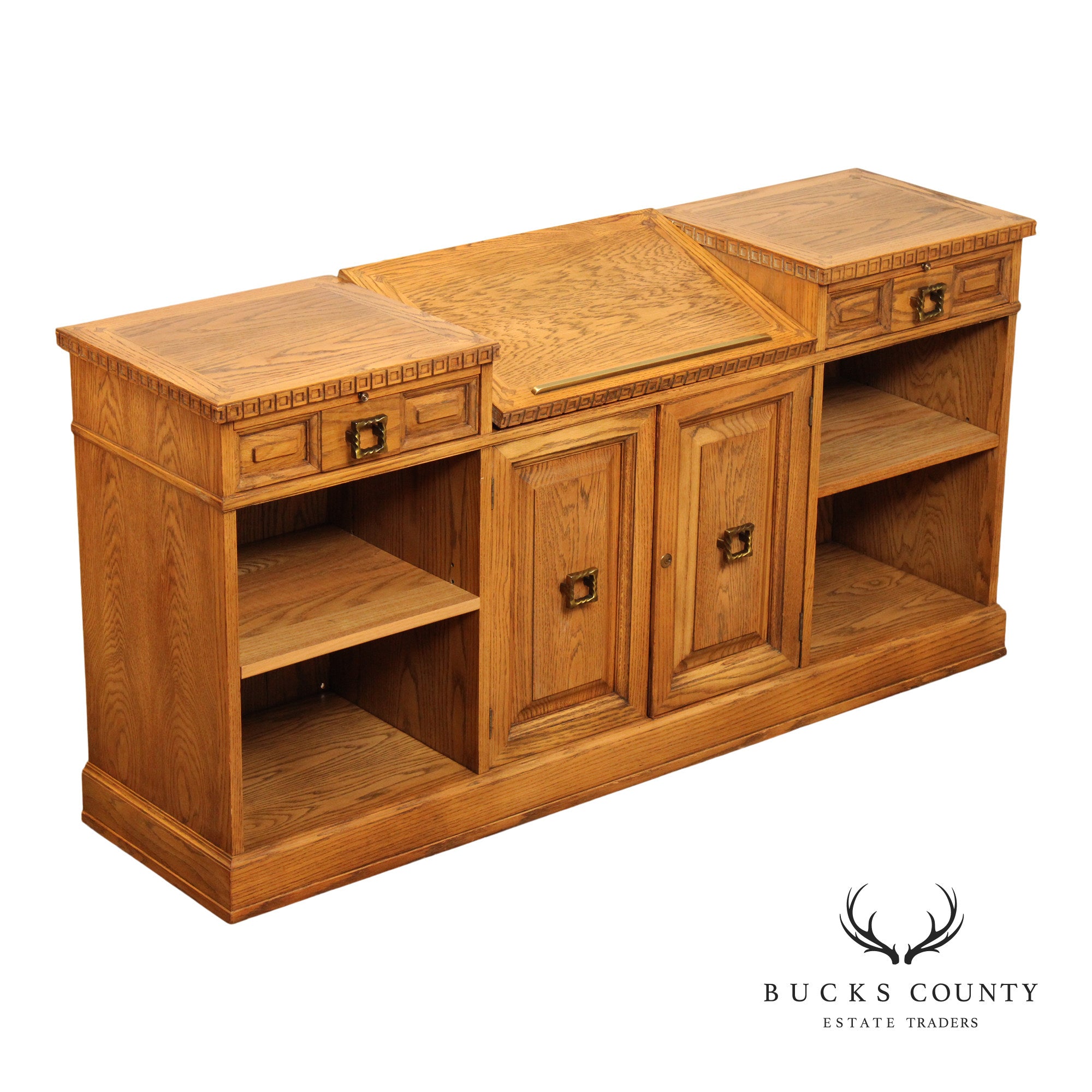 Romweber Viking Oak Bookcase Office Credenza