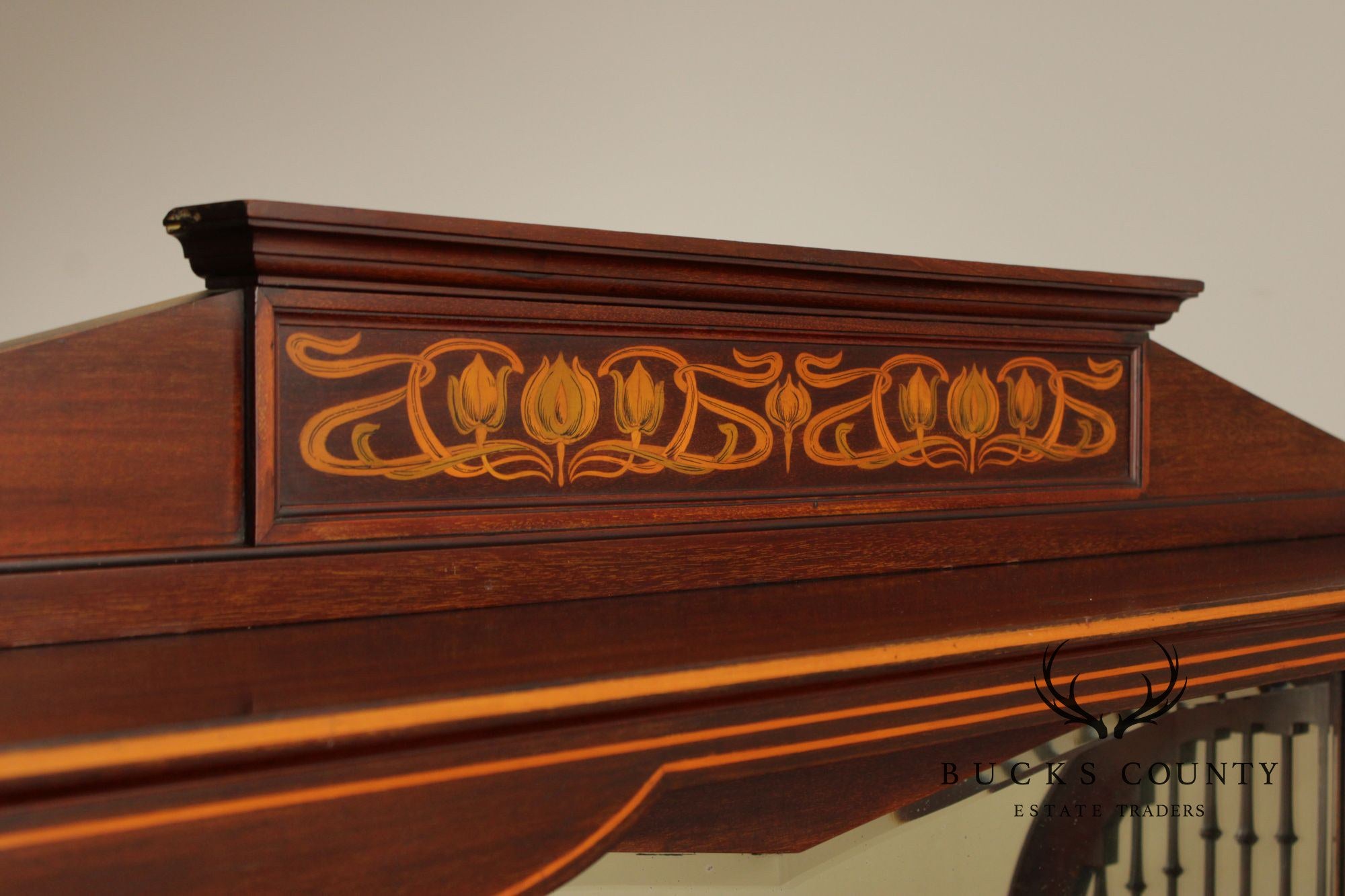 Art Nouveau Antique Inlaid Mahogany Display Case