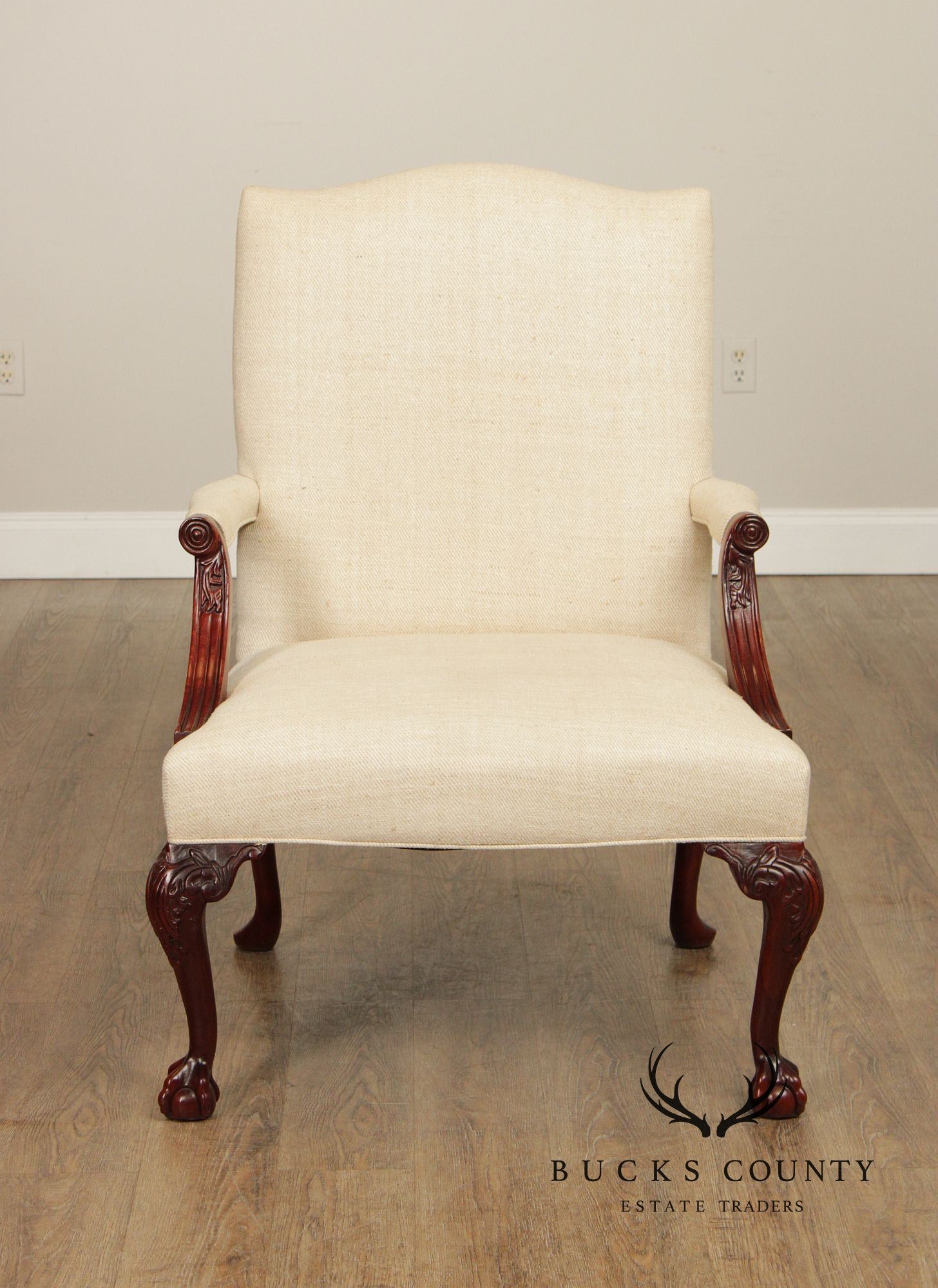 Georgian Style Mahogany Gainsborough Library Armchair