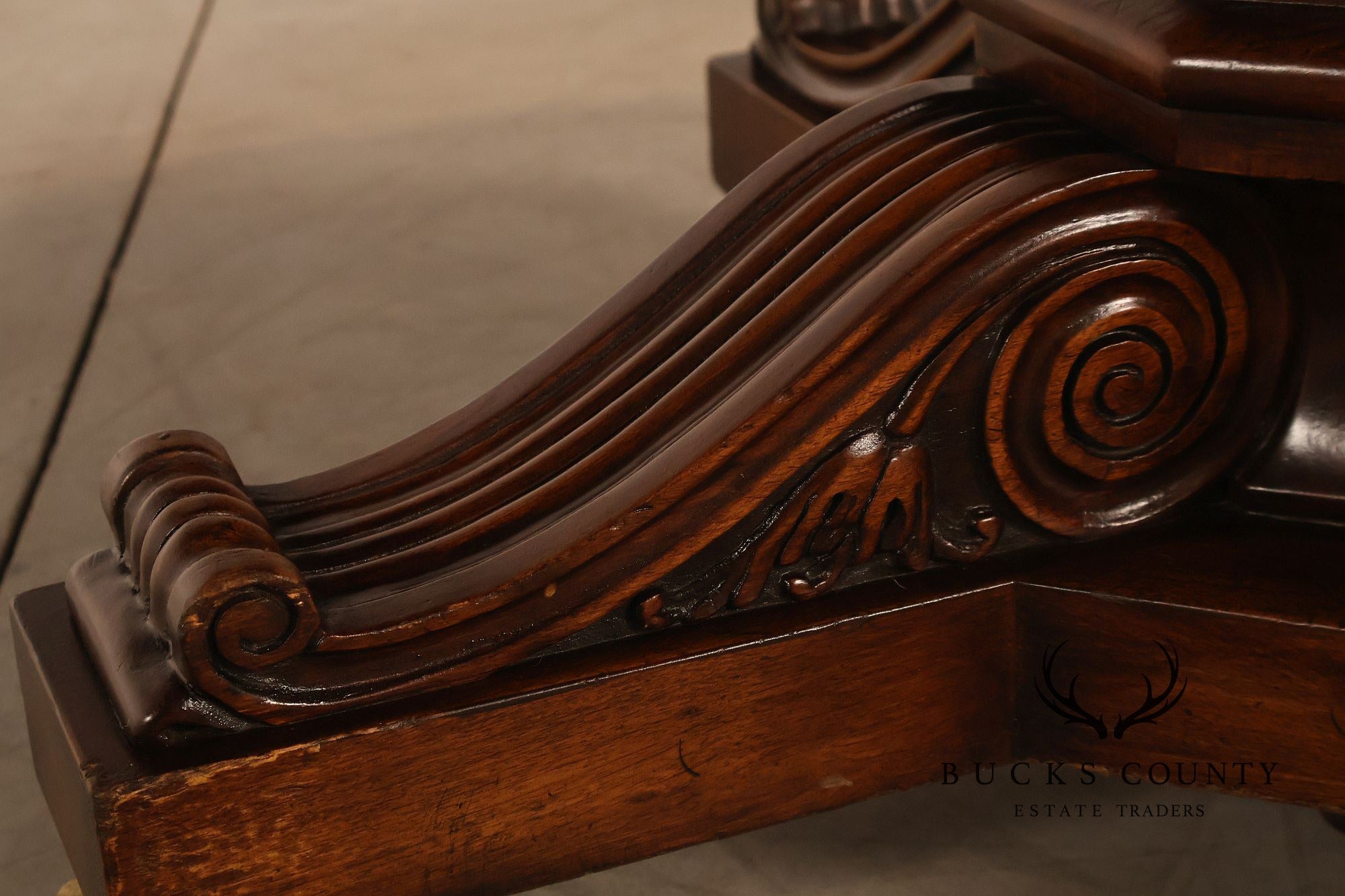 Karges Walnut Round Extendable Dining Table With Three Leaves