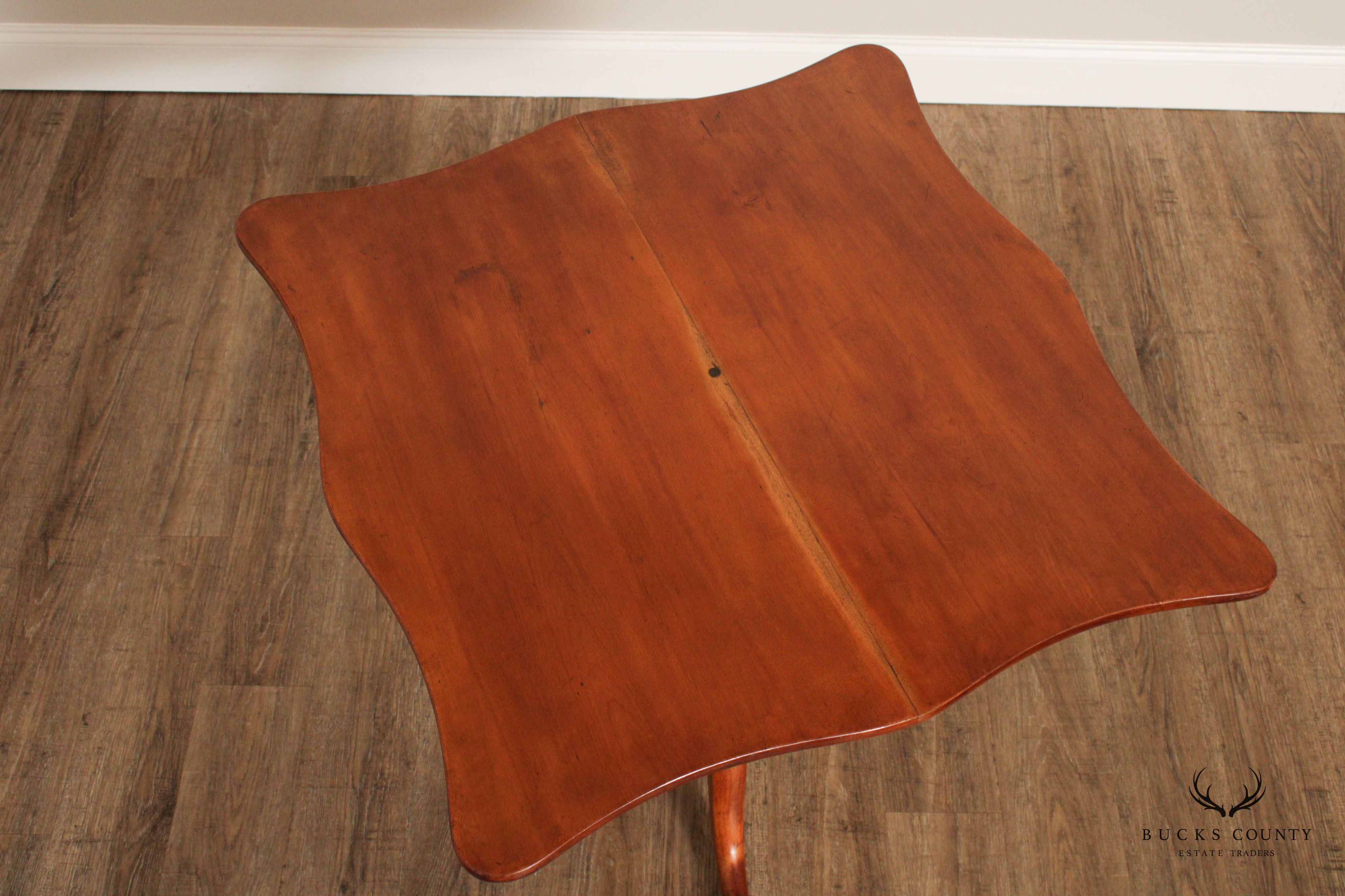 Antique Early American Cherry Tilt Top Tea Table