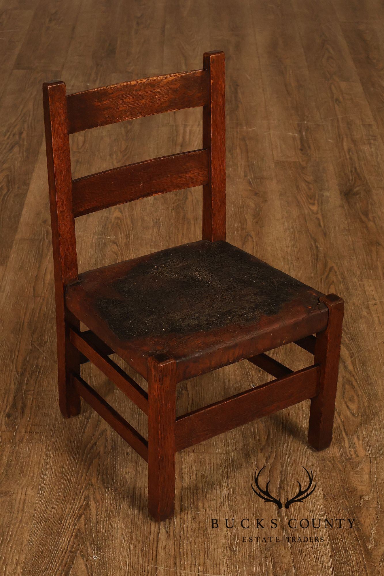 Antique Gustav Stickley Arts And Crafts Oak Child's Chair And Rocker
