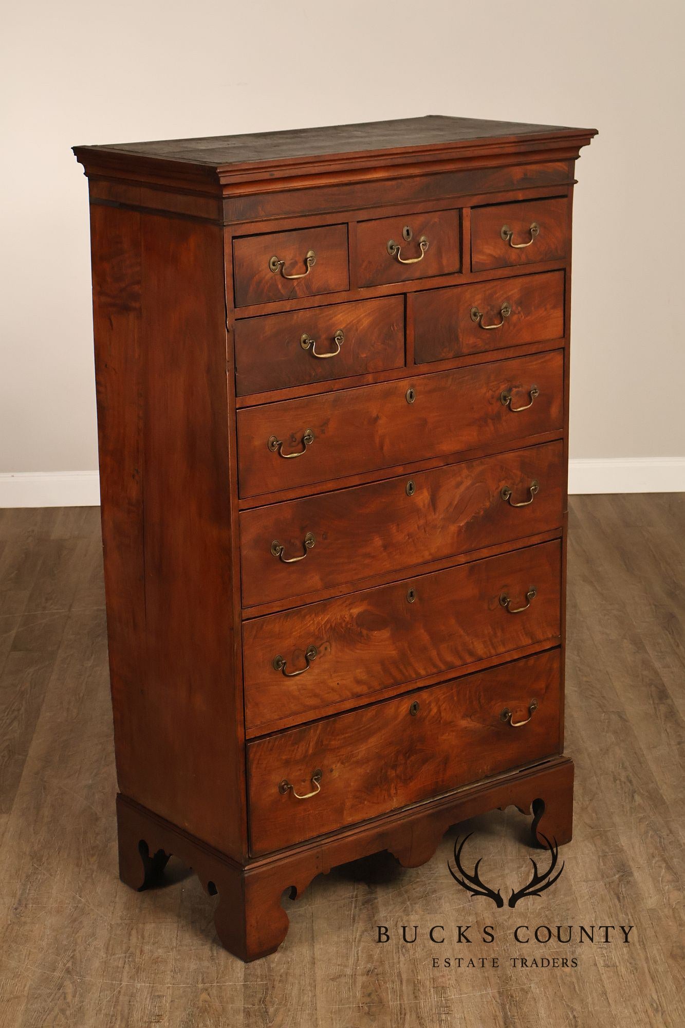 Antique 18th Century American Walnut Tall Chest Of Drawers