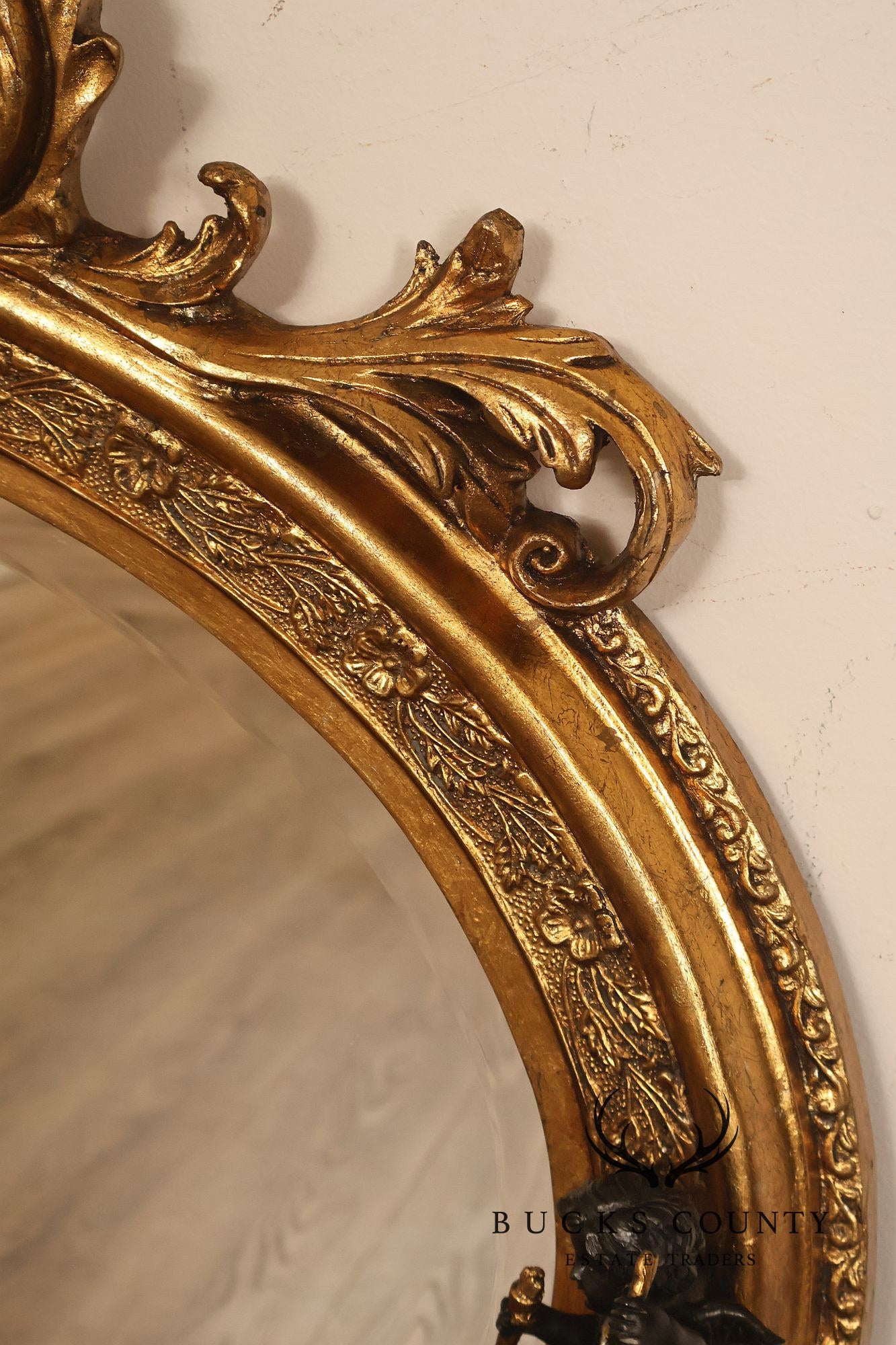 Italian Renaissance Style Cherub Mounted Oval Mirror